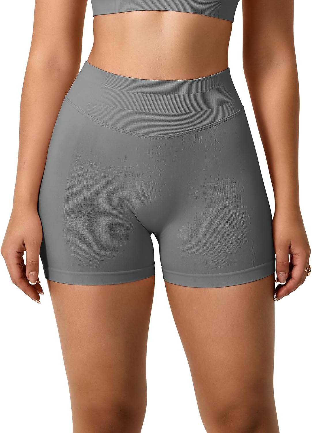 Detalle de TAYOEA Sport Shorts Damen Scrunch – kurze Gym-Shorts mit Push-up-Effekt und nahtlosem Design