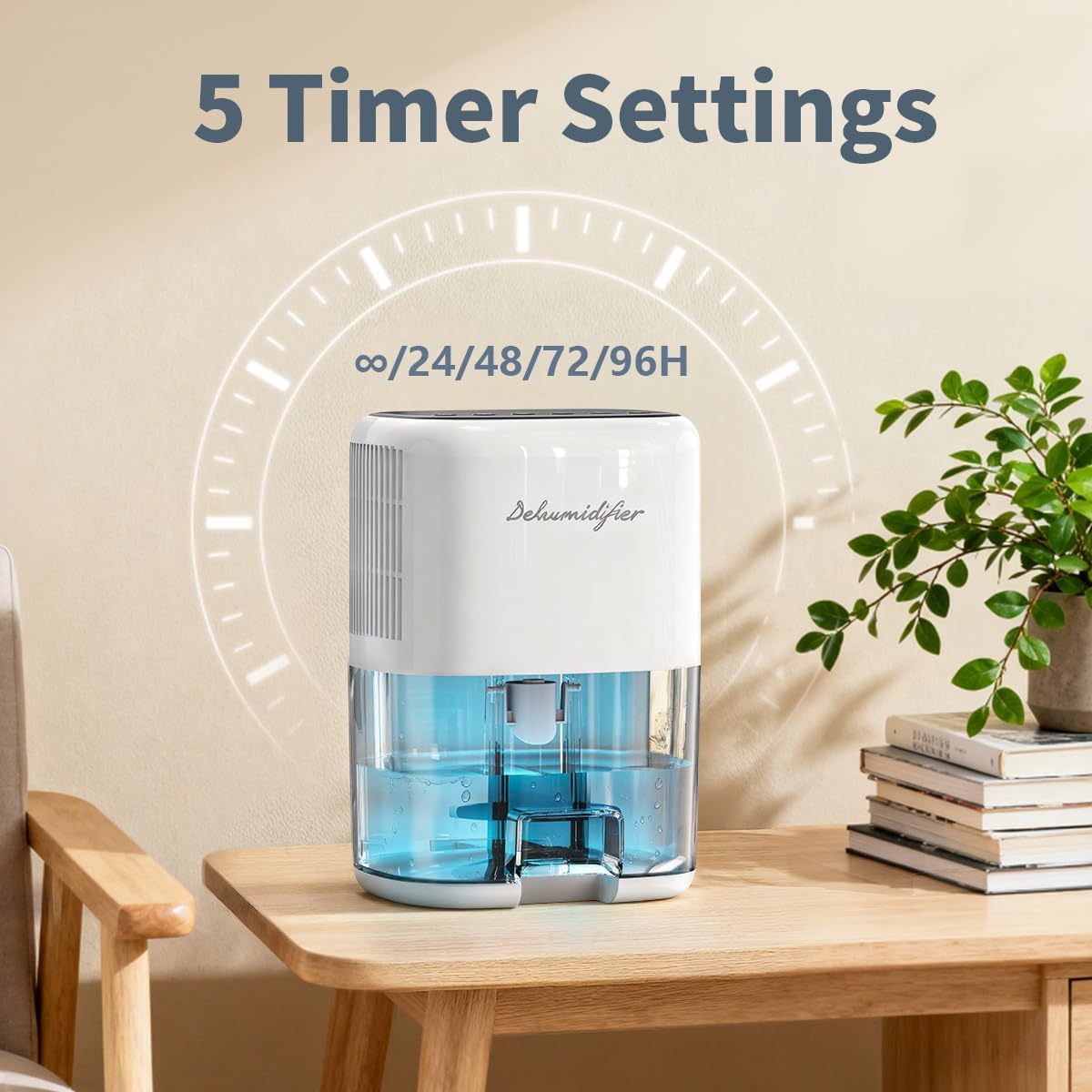 Thumbnail 4 de Small Dehumidifier for Home with 44OZ Tank, Auto Off & Defrost – 5 Timers, 3 Modes, 10 Color Lights