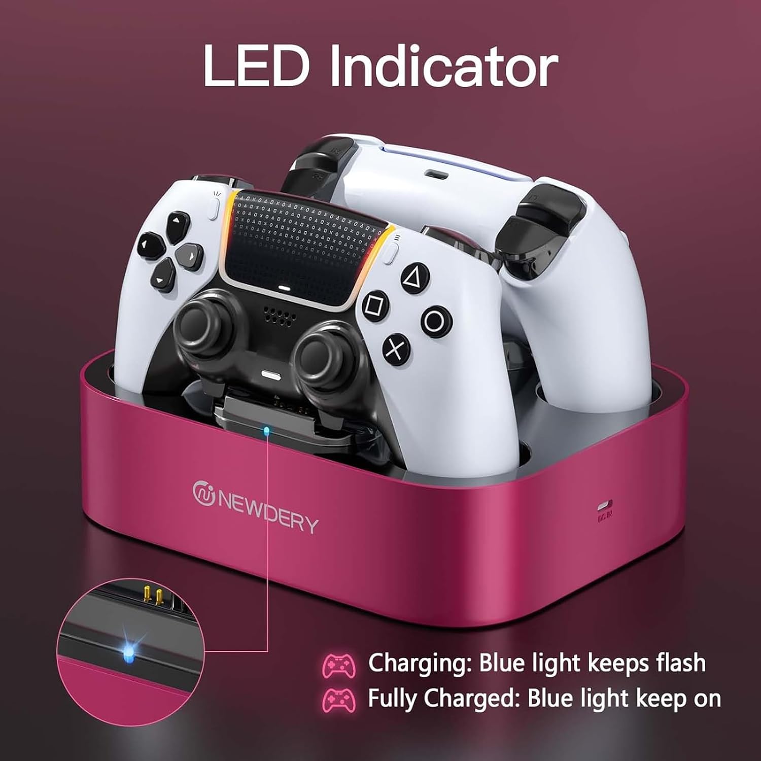 Detalle 2 de NEWDERY PS5 Controller Charger Station for DualSense