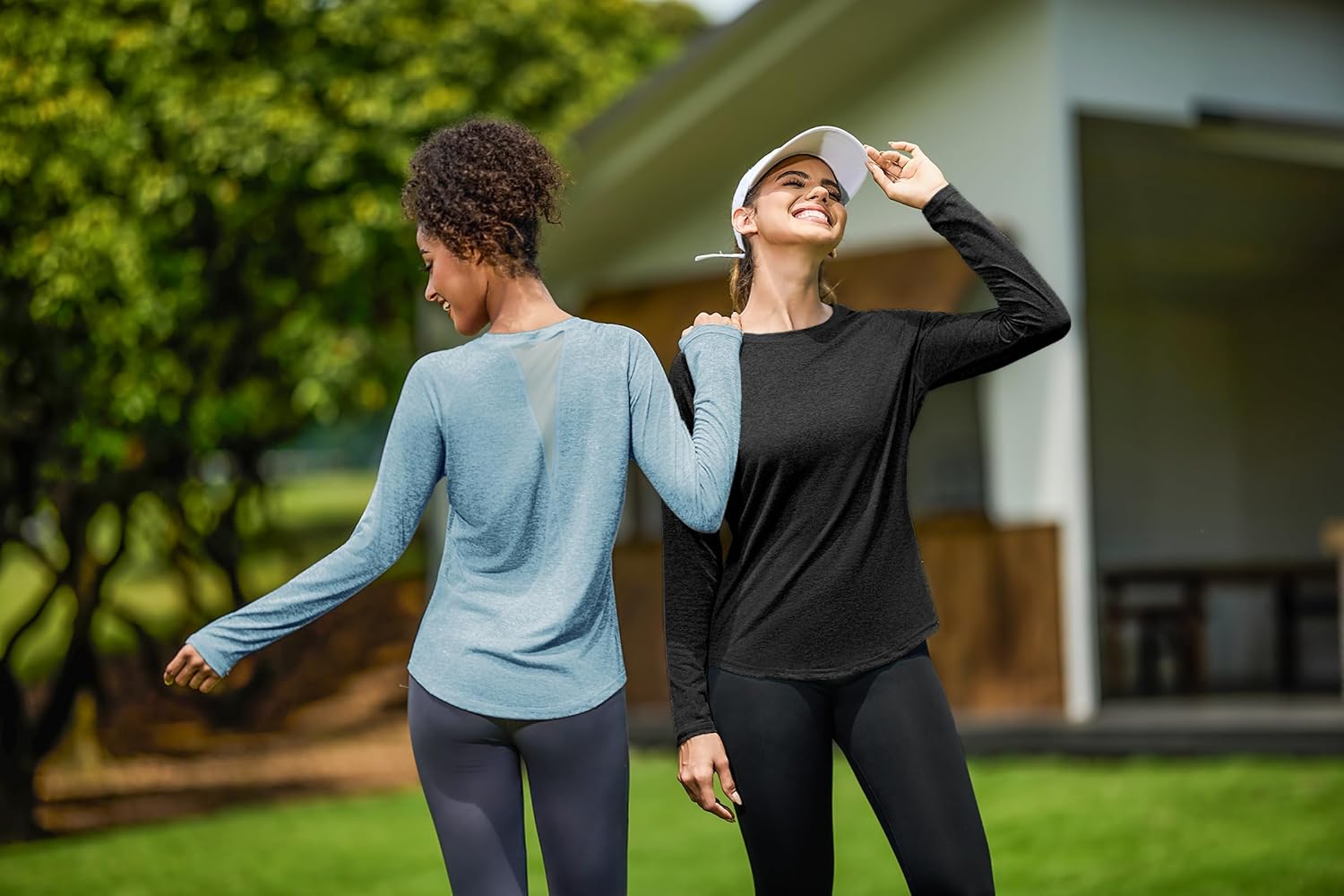 Detalle de Gyabnw Sport Langarmshirt Damen – atmungsaktives Funktionsshirt für Fitness, Yoga und Outdoor