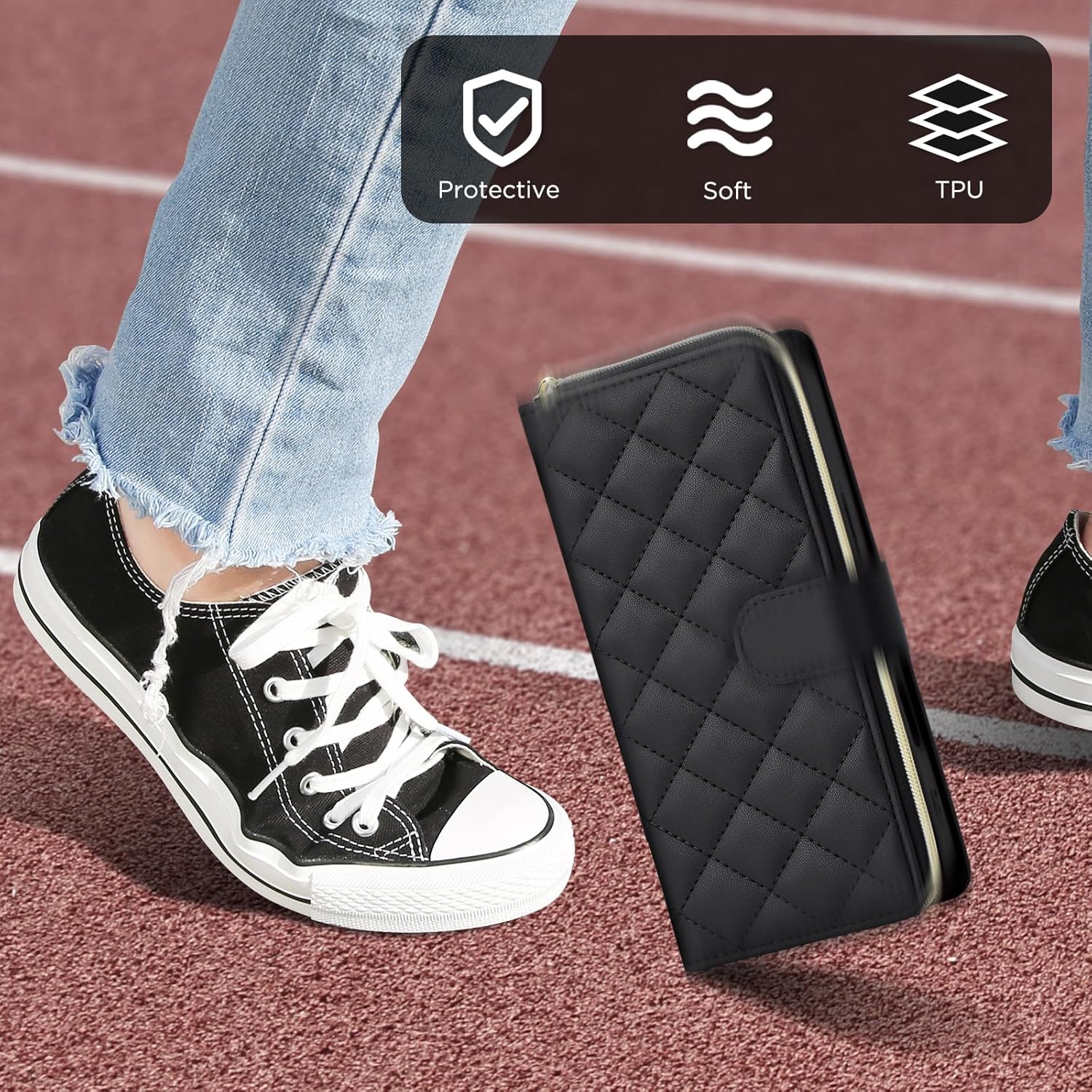 Thumbnail 2 de Asuwish iPhone 17 Pro Wallet Case with Tempered Glass Screen Protector and Crossbody Strap