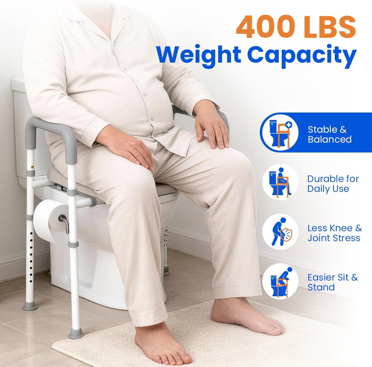 Thumbnail 3 de Agrish Raised Toilet Seat with Handles – Adjustable Height & Width, Padded Comfort for Safer Toileting