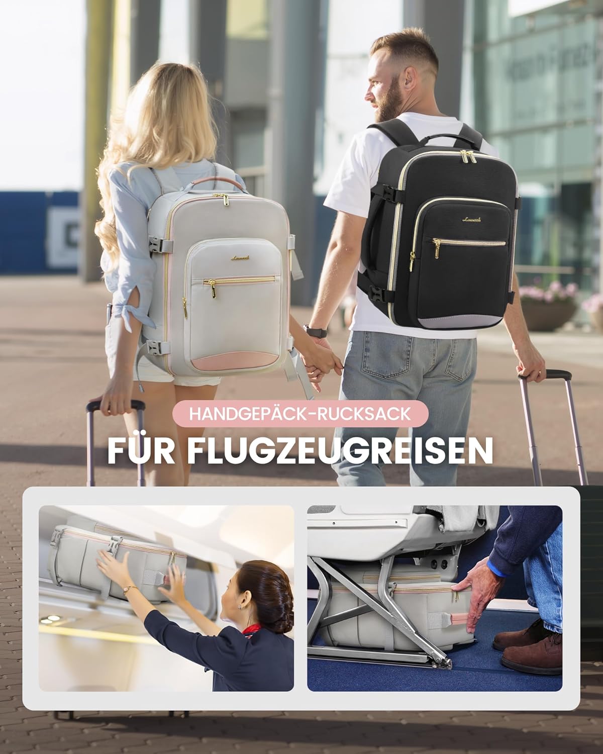 Thumbnail 1 de LOVEVOOK EasyJet Handgepäck 45x36x20 – Cabin-Bag Rucksack für Flugzeug & Handgepäckablage