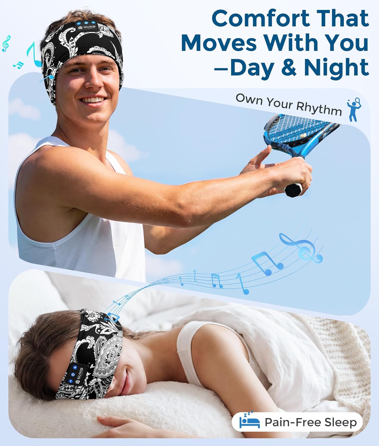 Detalle de LOVE EYE Bluetooth 5.4 Sleep Headphones Headband