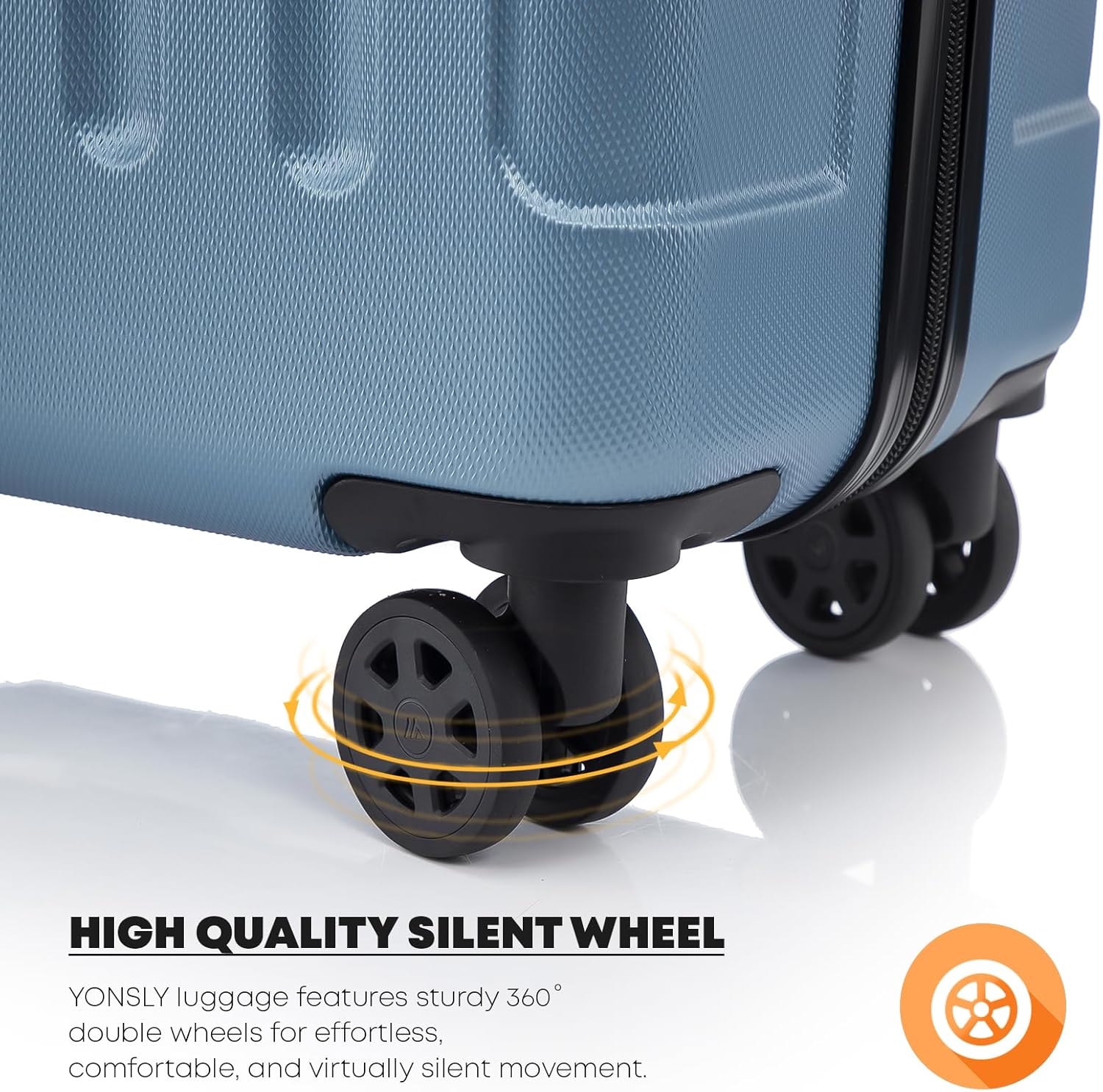 Detalle de YONSLY Koffer Suitcase L Grau Blau – Hartschalen-Trolley mit 4 Rollen, 360°, Zahlenschloss