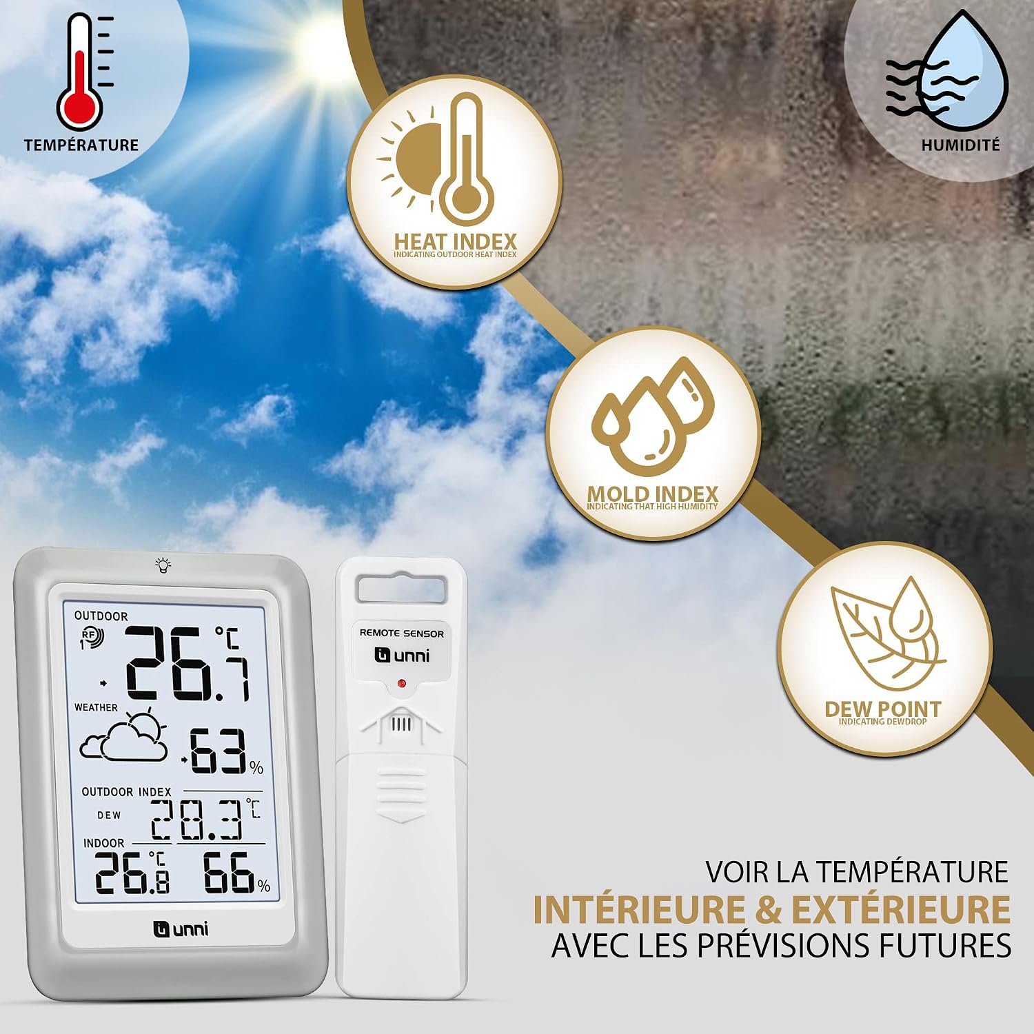 Detalle de Thermomètre hygromètre numérique 100 m
