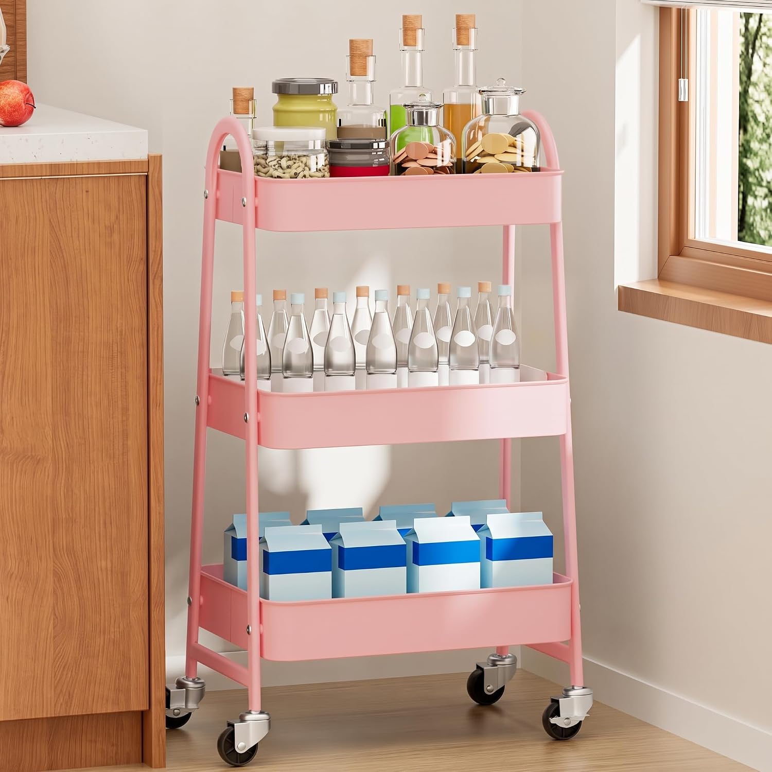 Detalle de OLIXIS Metal Rolling Storage Cart, 3-Tier