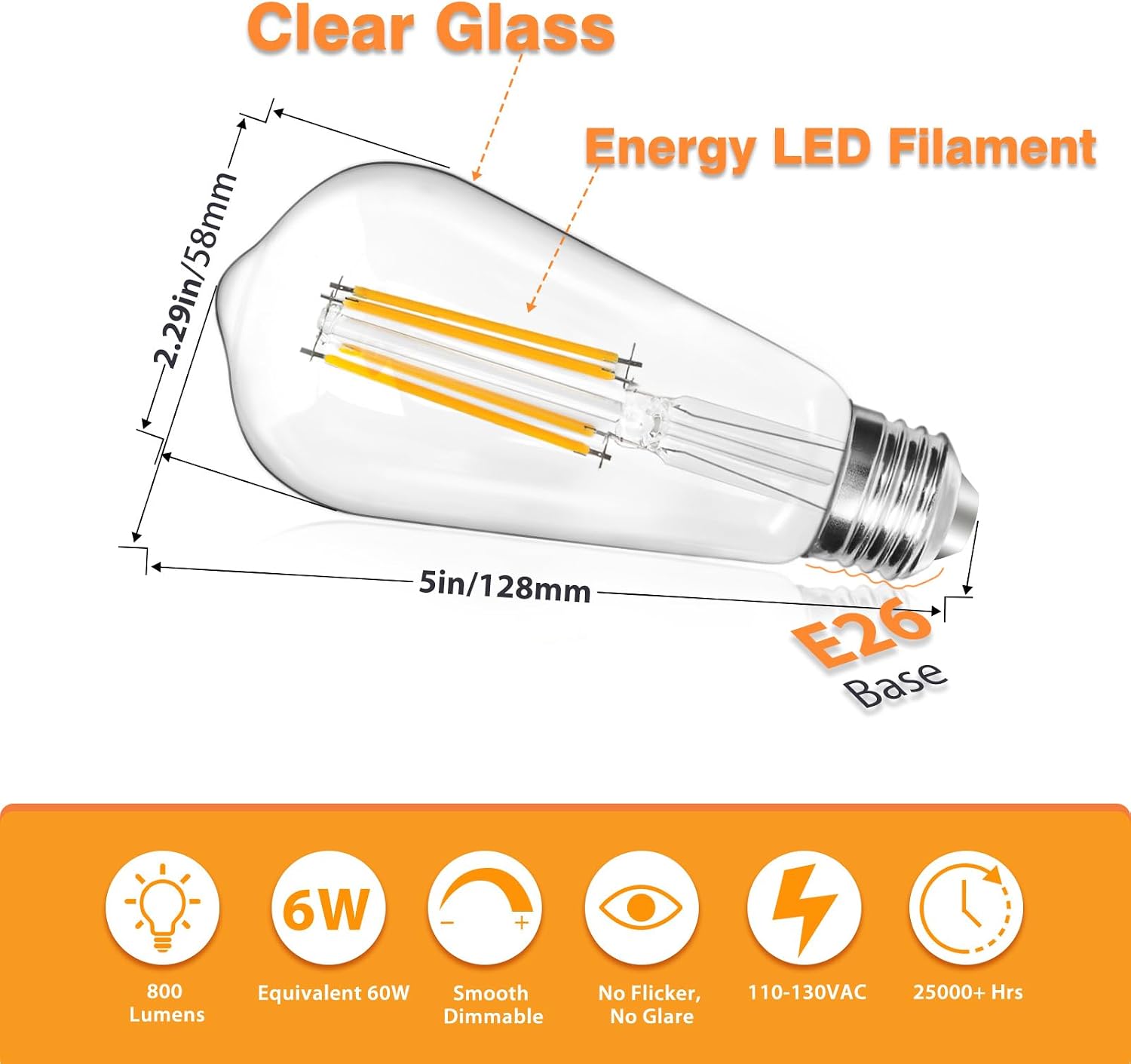 Detalle de IINVGOOD ST58 8W 800LM Vintage LED Bulb CRI 90+