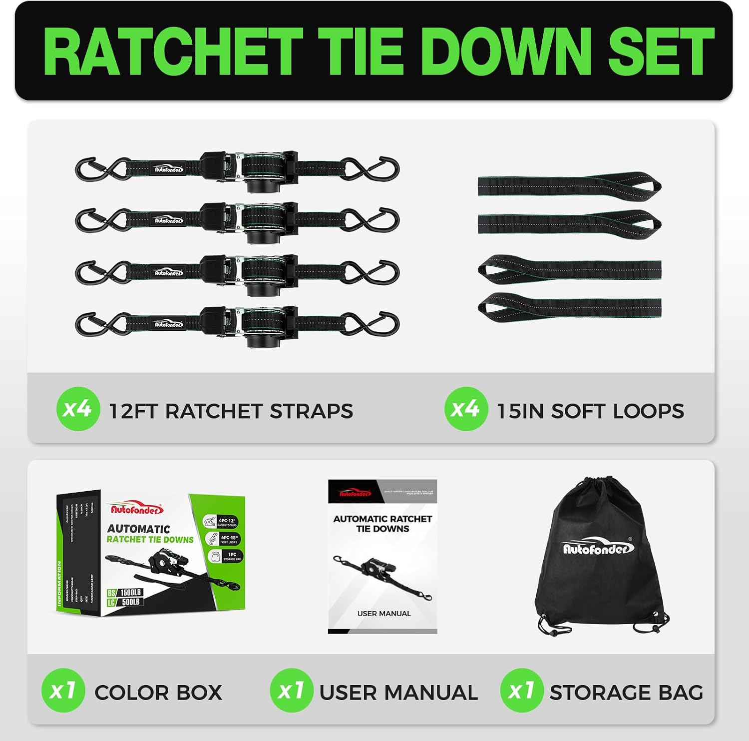 Thumbnail 6 de Autofonder Retractable Ratchet Straps 1,500 lb