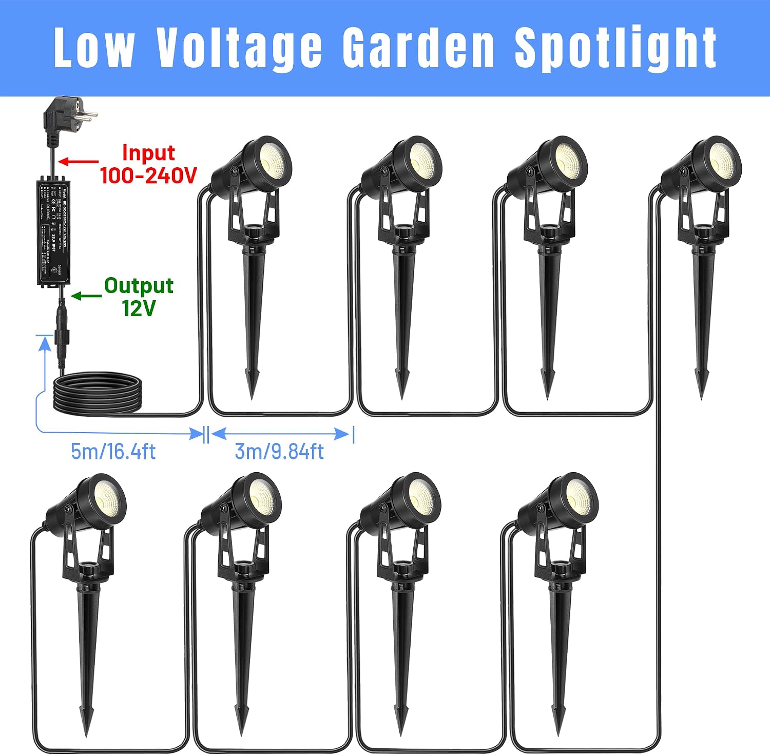 Thumbnail 5 de LAMPELIP Spot LED extérieur 14 m, 8 pièces