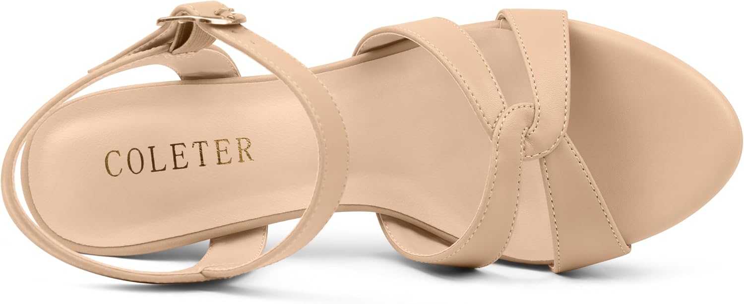Detalle de COLETER Women's Platform Dress Sandals, 3.74-Inch Heel