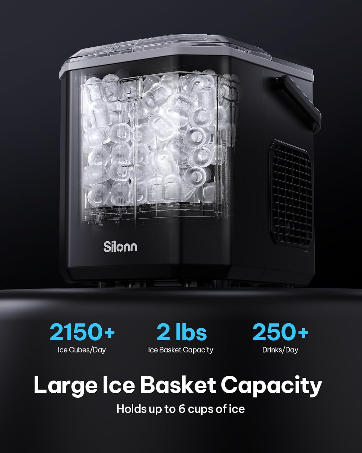 Detalle de Silonn SLICM81B-US-14 Countertop Ice Maker with Expandable Basket