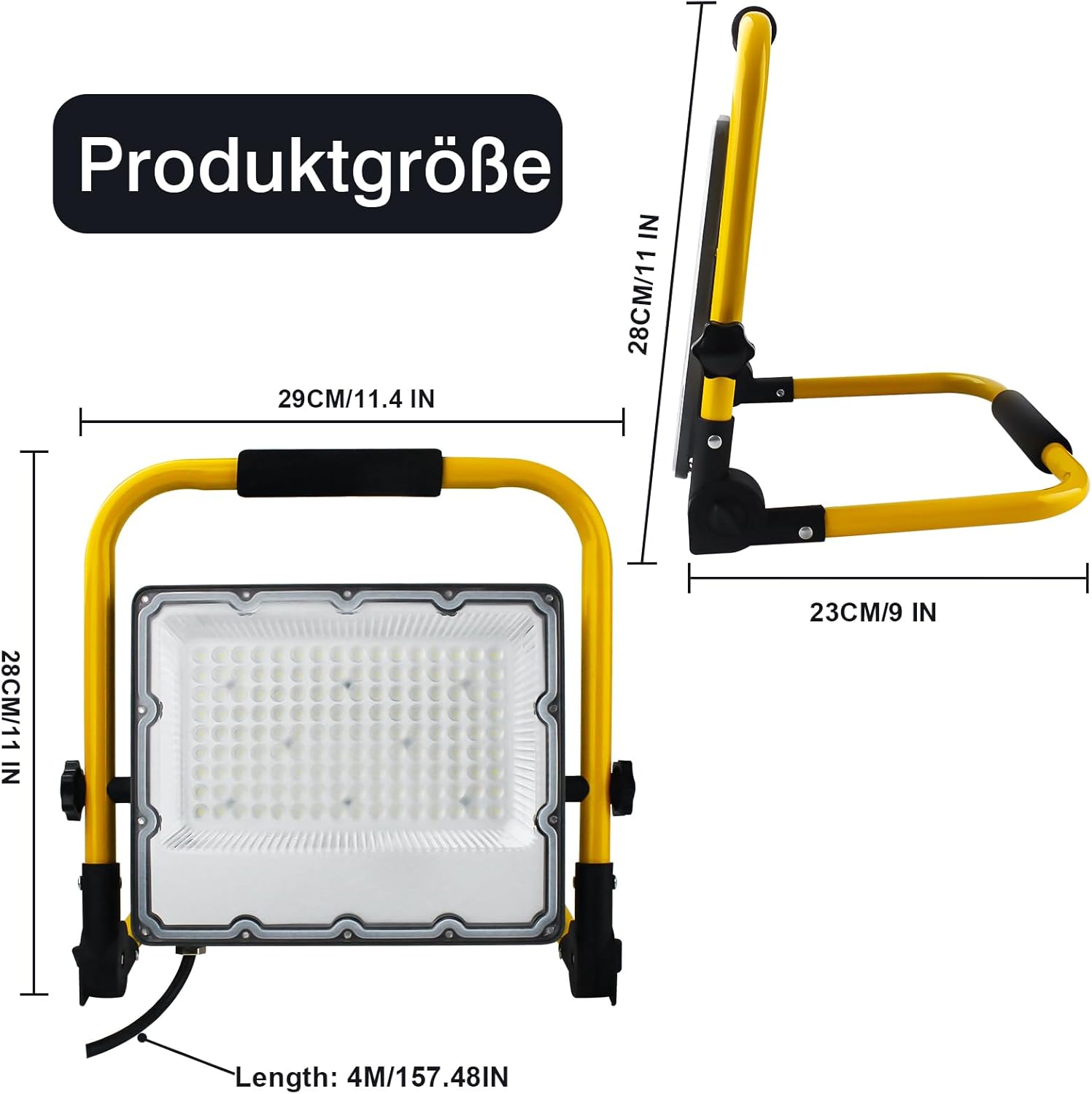 Detalle de OUSIDE LED Baustrahler 100W mit 4 m Kabel, IP66 – kaltweißes Arbeitslicht für Werkstatt, Wartung & Baustelle (Schuko)