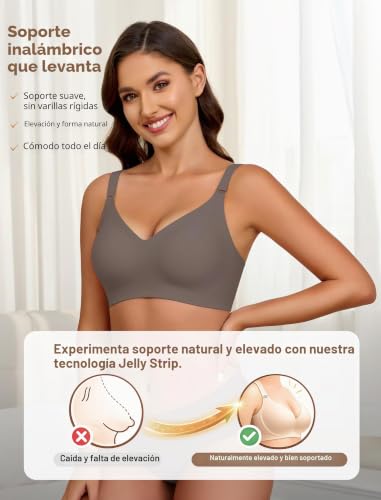 Detalle de EIISSION Sujetador sin Aros Mujer – Cómodo Bralette sin Costuras, efecto moldeador suave