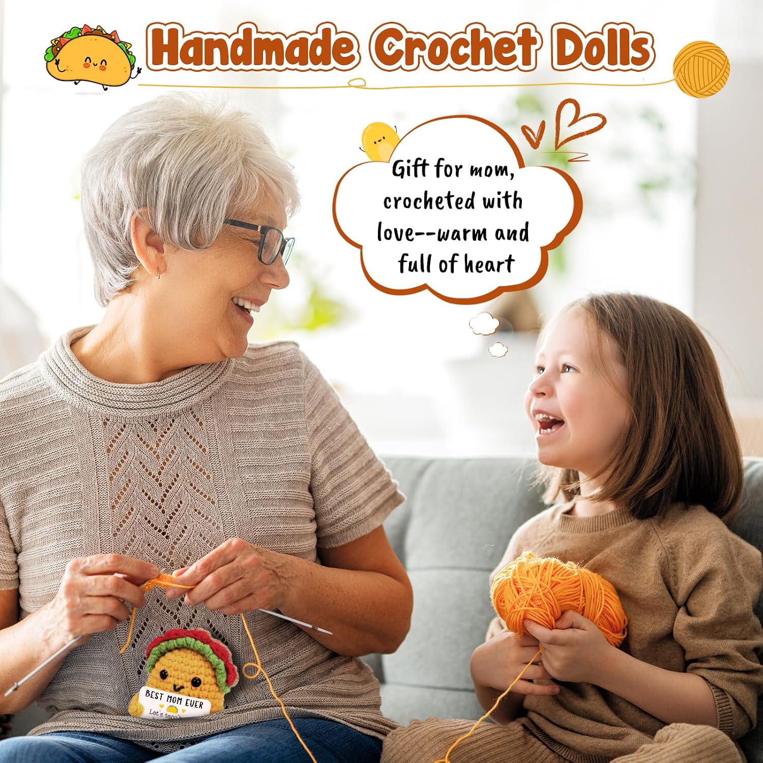 Detalle de Crochet Taco Mom Gift, 2.8 x 3.1 x 2 inches