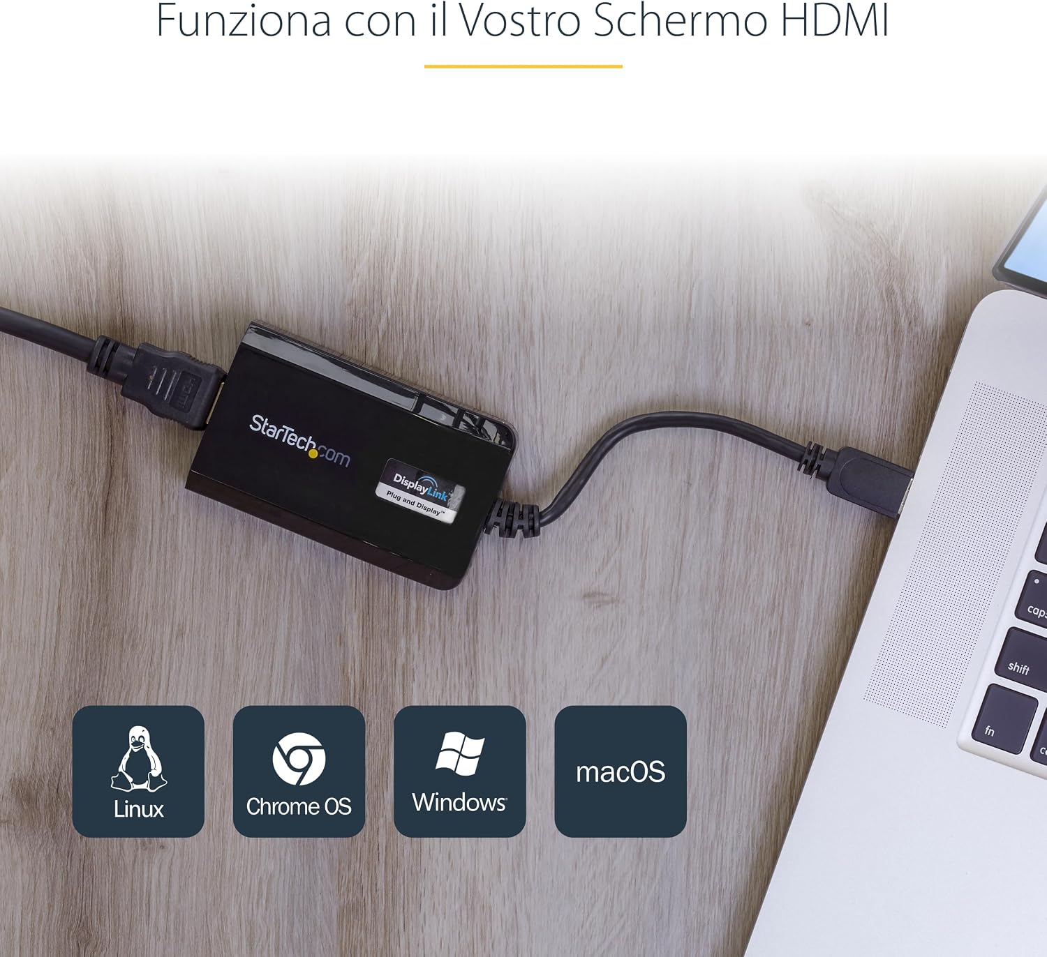 Detalle de StarTech Convertitore USB-A a HDMI 1080p con DisplayLink per Mac e Windows