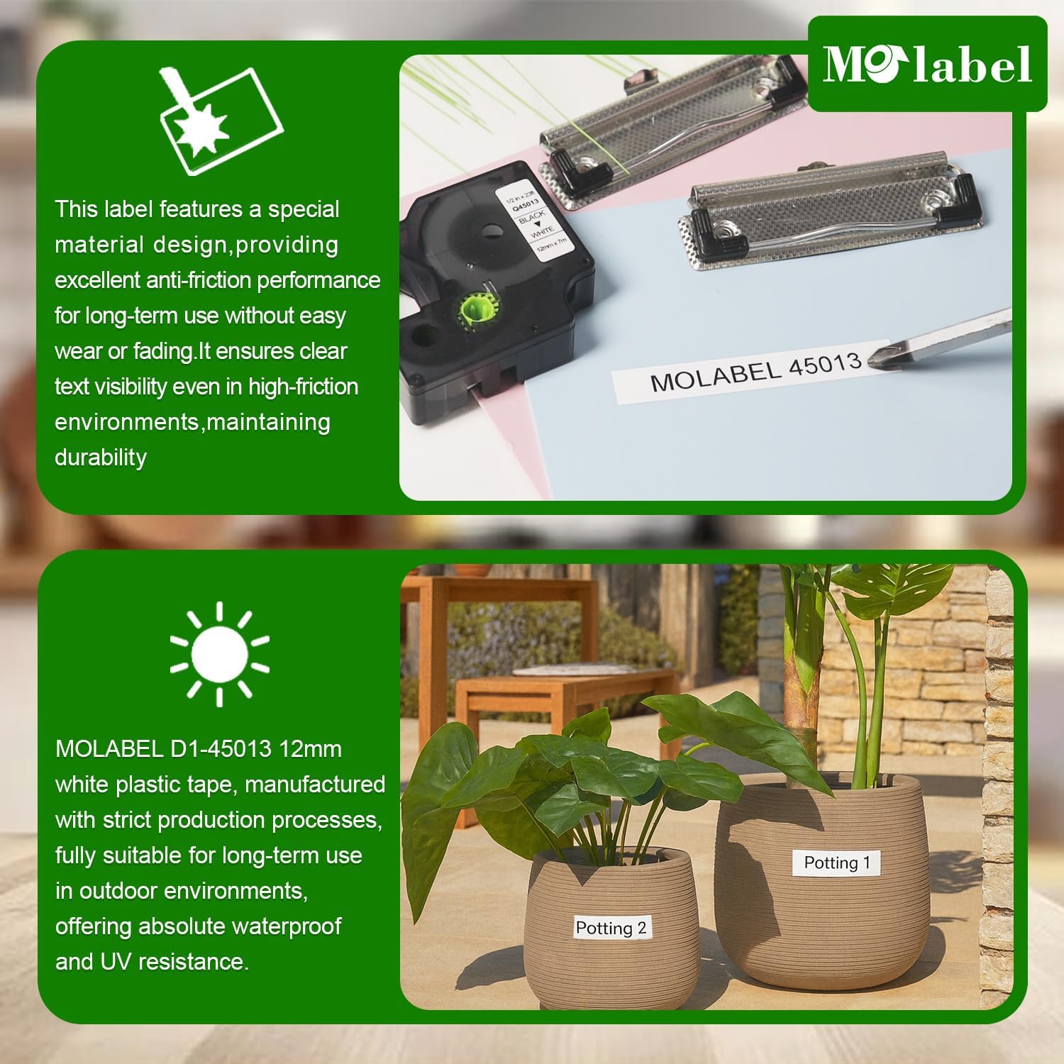 Thumbnail 3 de Molabel 12 mm x 7 m label tape 5-pack 🏷️