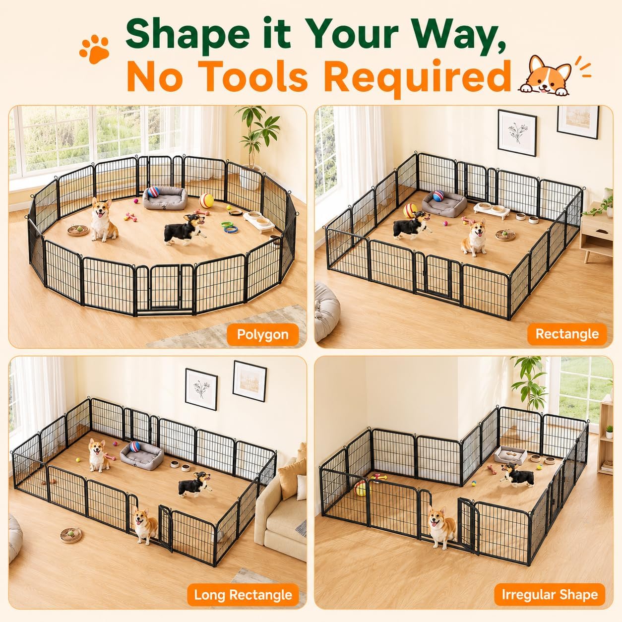 Detalle de Yaheetech dog playpen 12-panel
