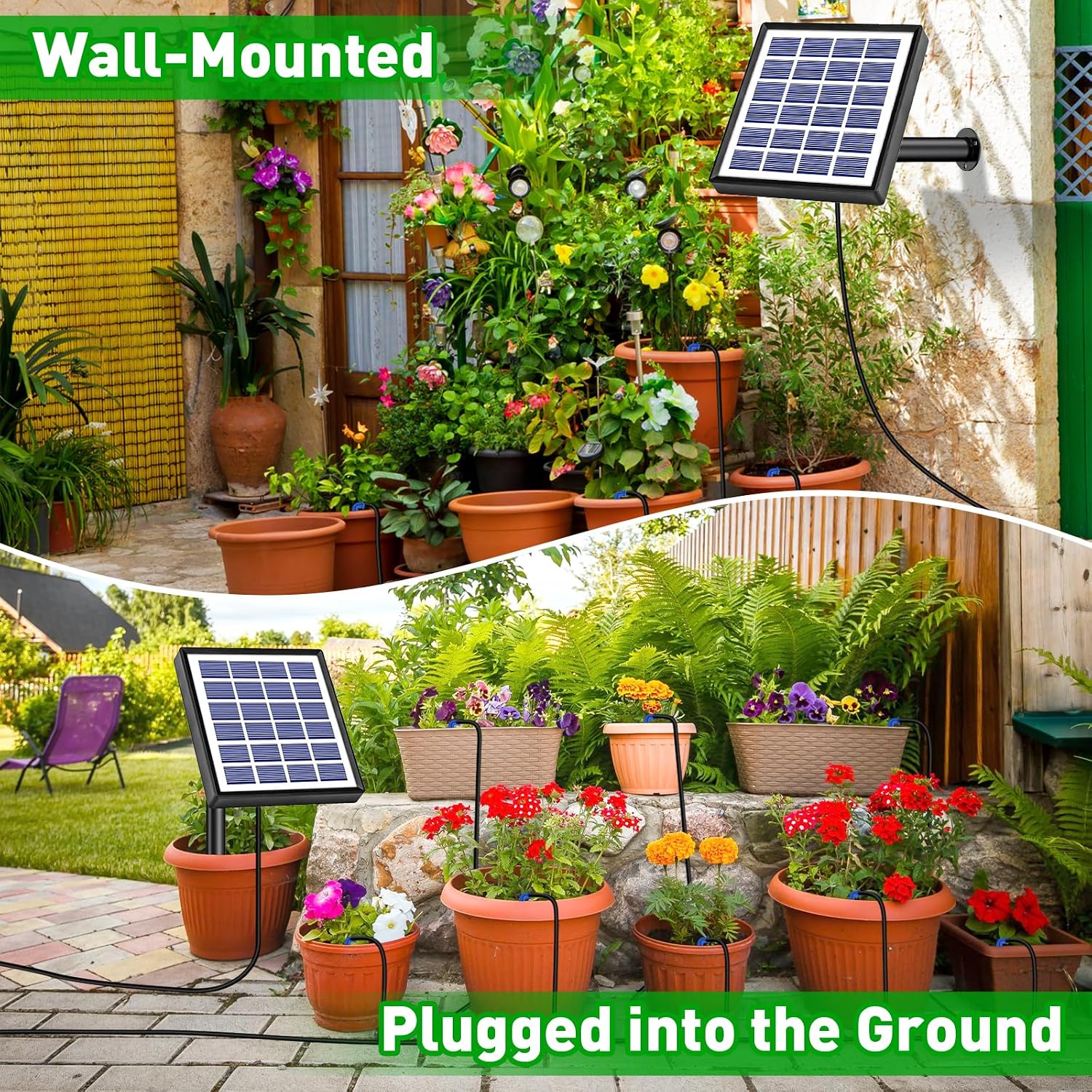 Detalle de Onherm Kit irrigazione automatica solare: irrigazione a goccia con 12 timer e 15 m di tubo