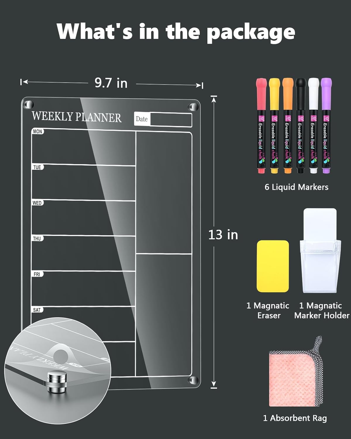 Thumbnail 4 de Magnetic Fridge Planner 13x9.7 weekly