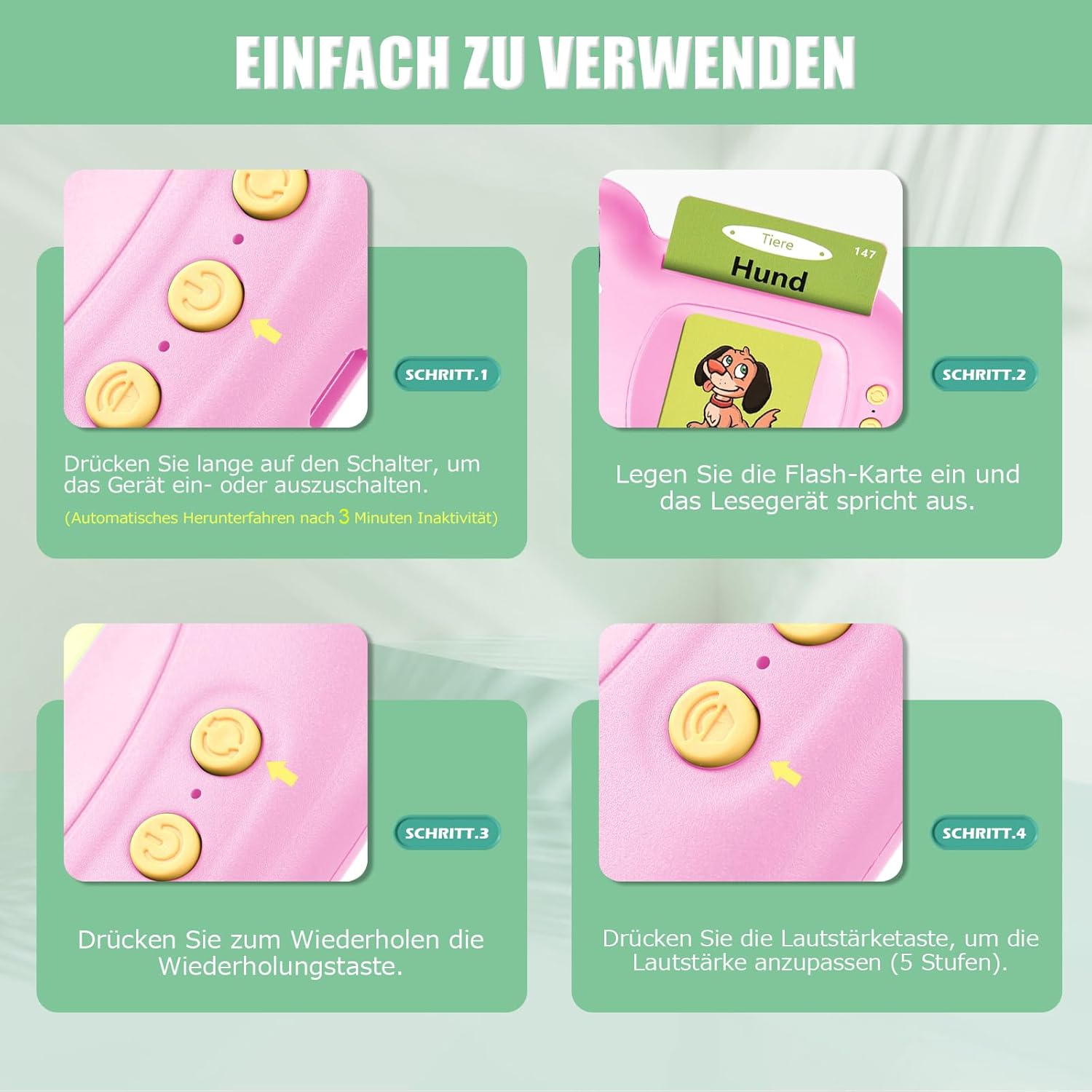 Detalle de Sprechende Lernkarten ab 2–6 Jahren – Interaktives Lernspielzeug zum Deutschlernen