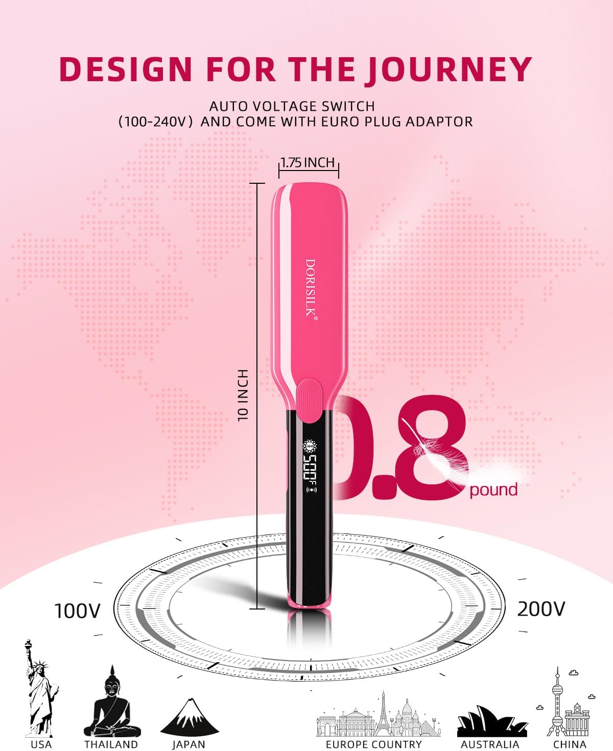 Thumbnail 5 de DORISILK 500 Degree High Temp Professional Hair Straightener & Curler with Ceramic Plate