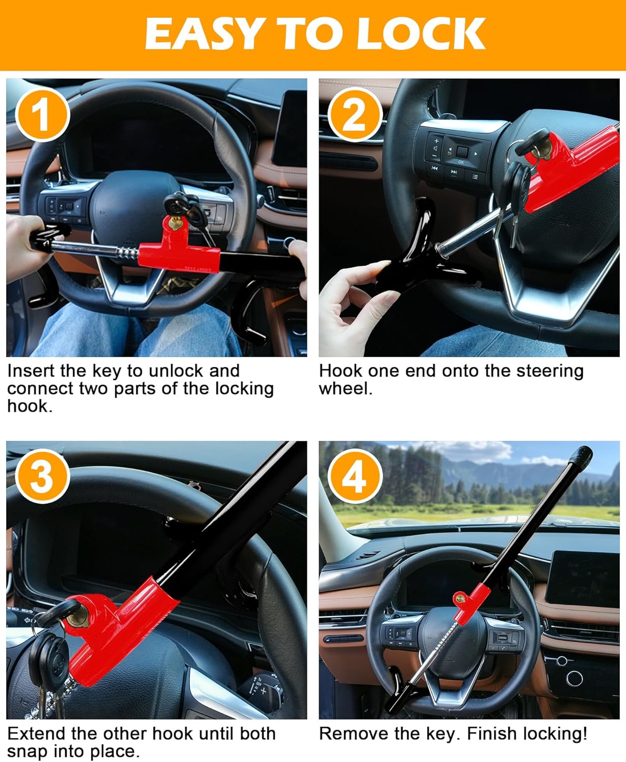 Thumbnail 5 de Tevlaphee Steering Wheel Lock 3-key ๐