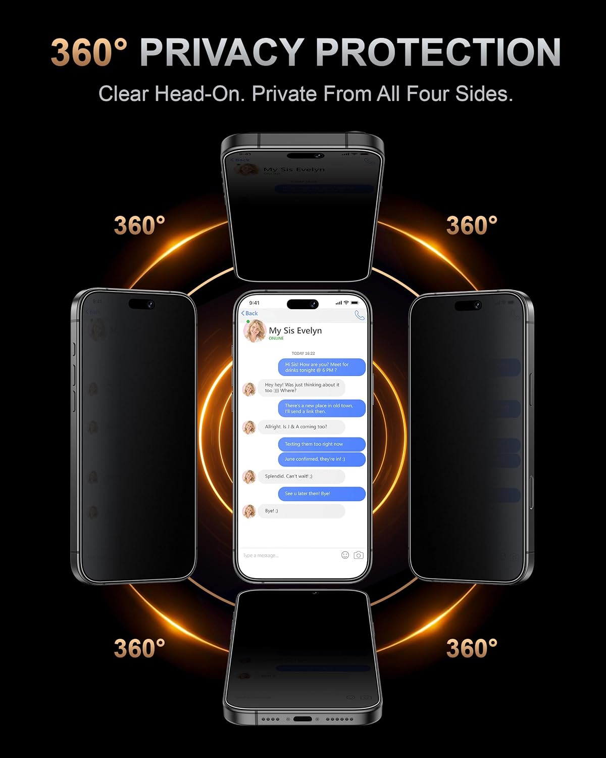 Detalle 2 de Esanik iPhone 18 Pro Matte Privacy Screen Protector, 4-Way Filter, 2+1 Pack