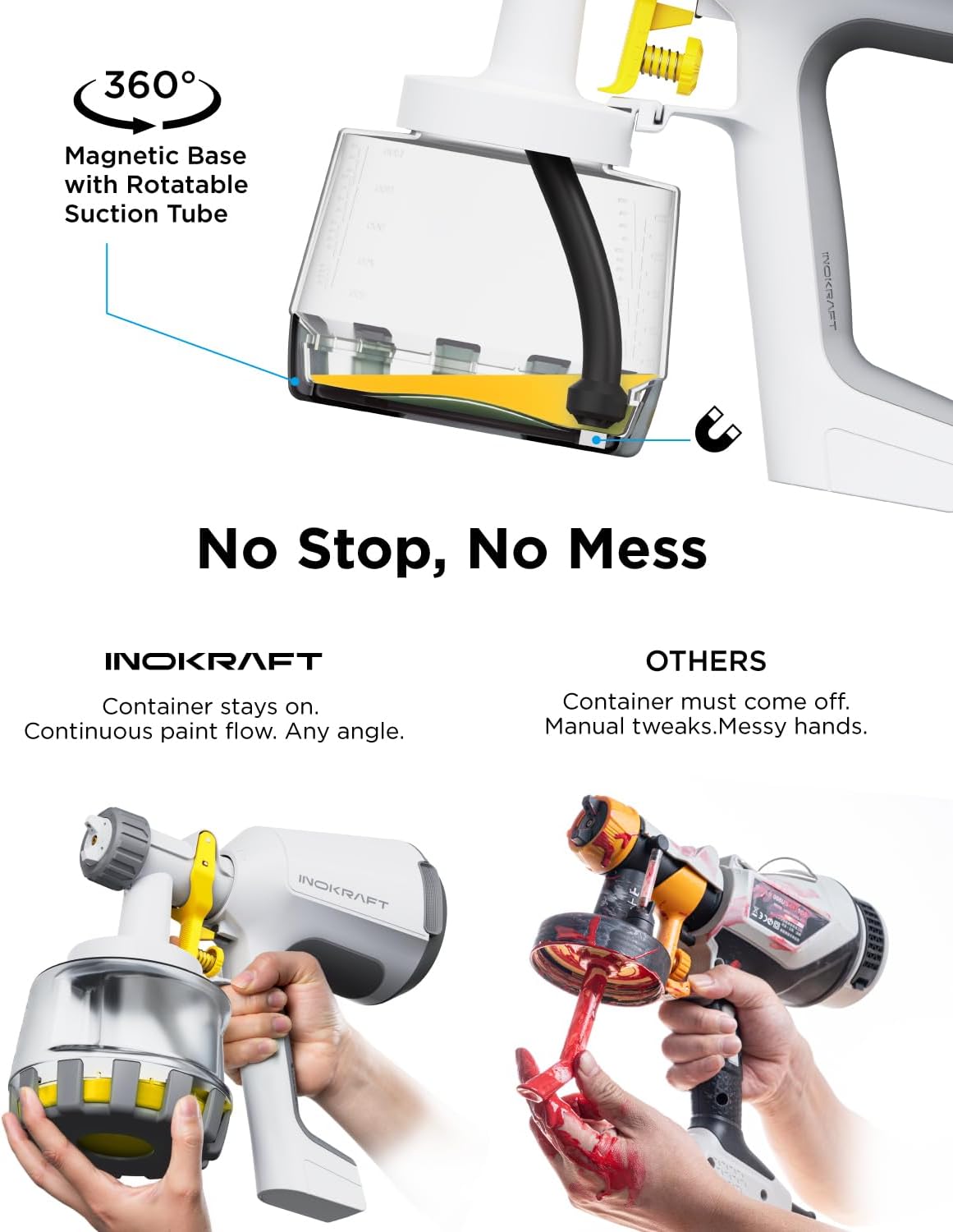 Thumbnail 3 de InoKraft Electric Paint Sprayer 1200ml (600W) with 3 Nozzles & 3 Spray Patterns