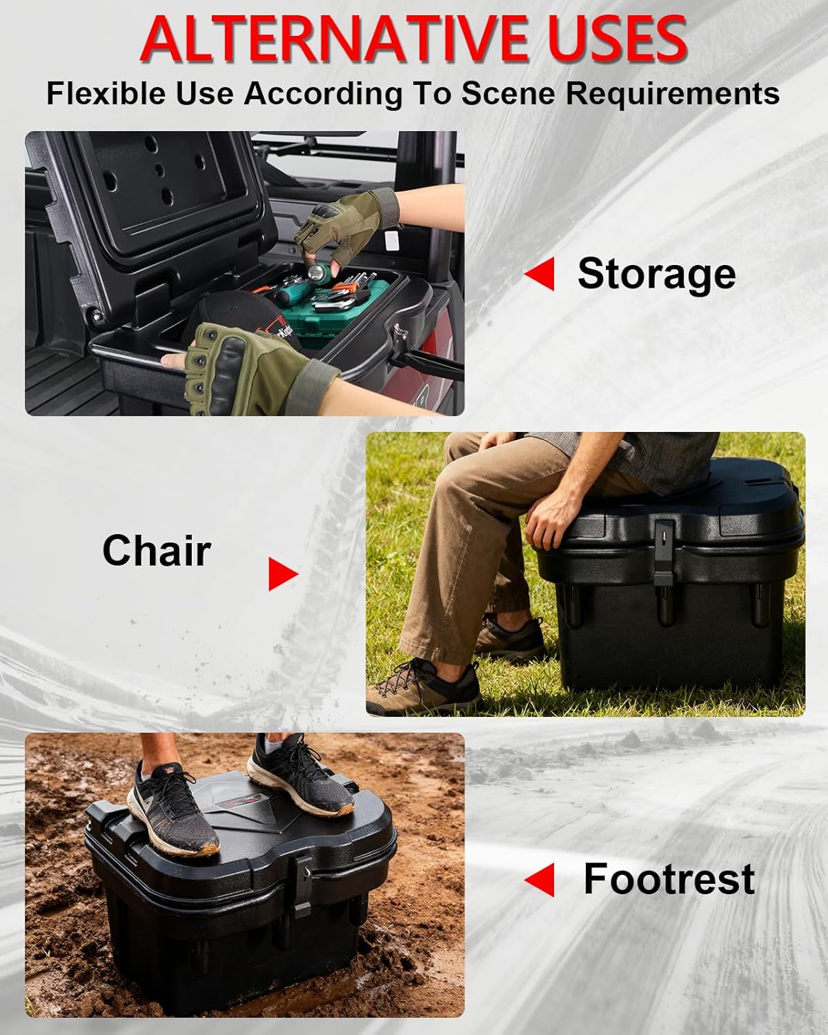 Detalle de StarknightMT Ranger XP 1000 Bed Box 24L/6GAL: A rugged UTV storage that adds real utility
