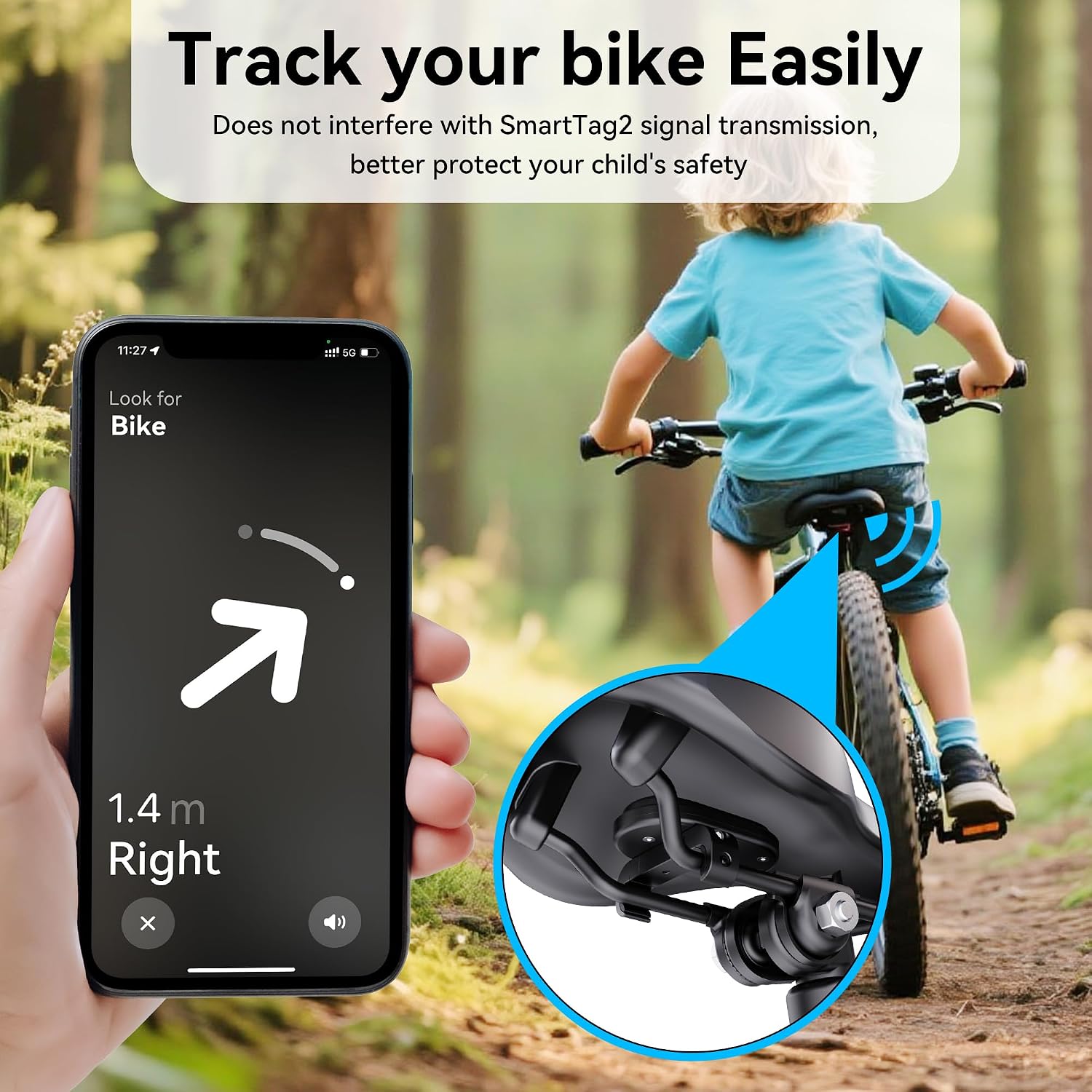 Detalle 2 de DDJ fietshouder DDJ-QT-ZXC-DW-001 voor AirTag, SmartTag2 en Moto Tag