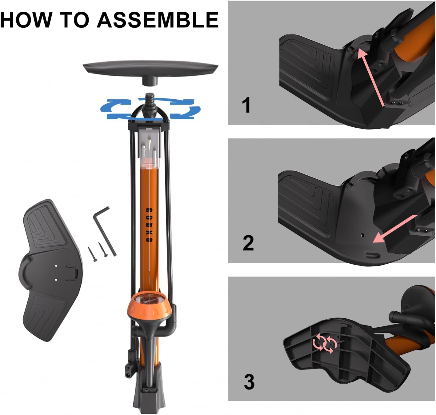 Thumbnail 3 de GOBKO Bike Pump Floor Pump 160psi Gauge