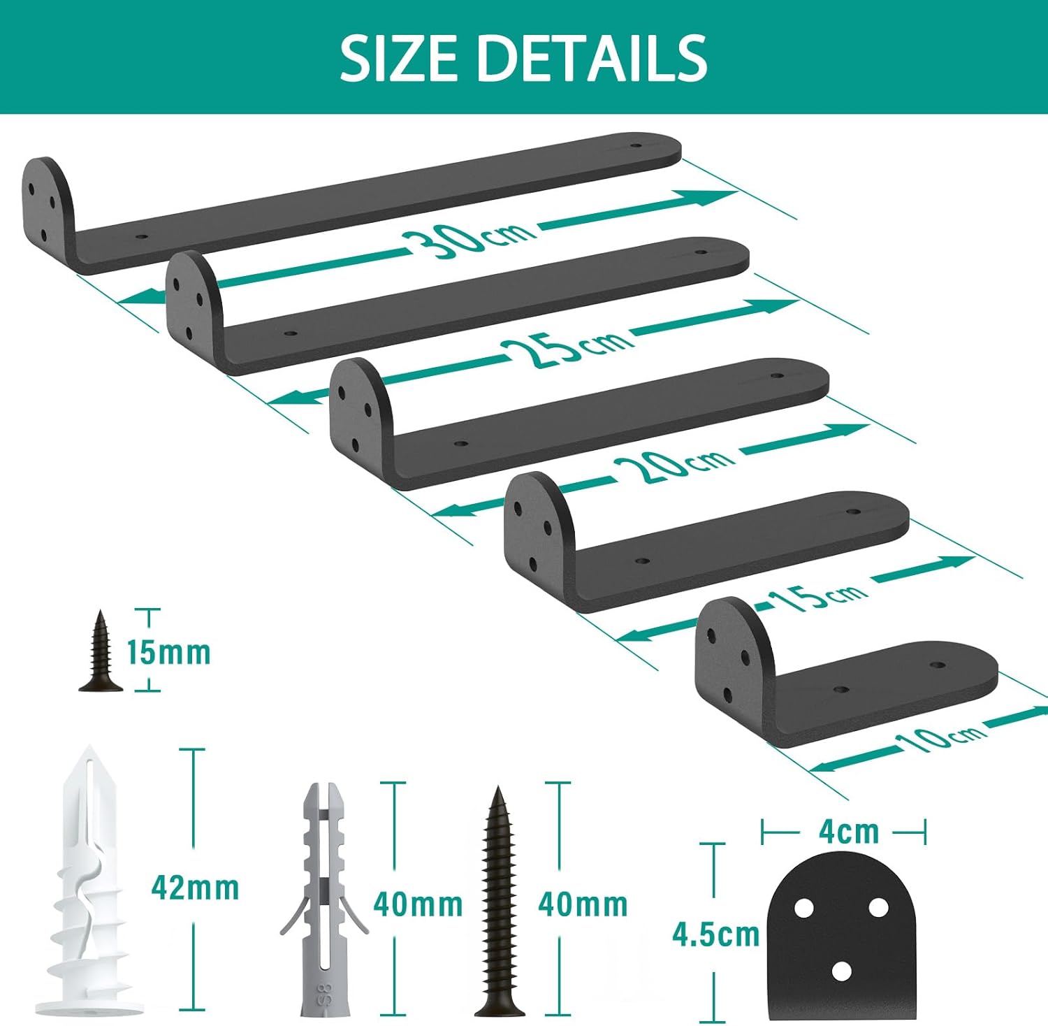 Thumbnail 4 de WELDUN Regalhalterung 4 Stücke 20 cm