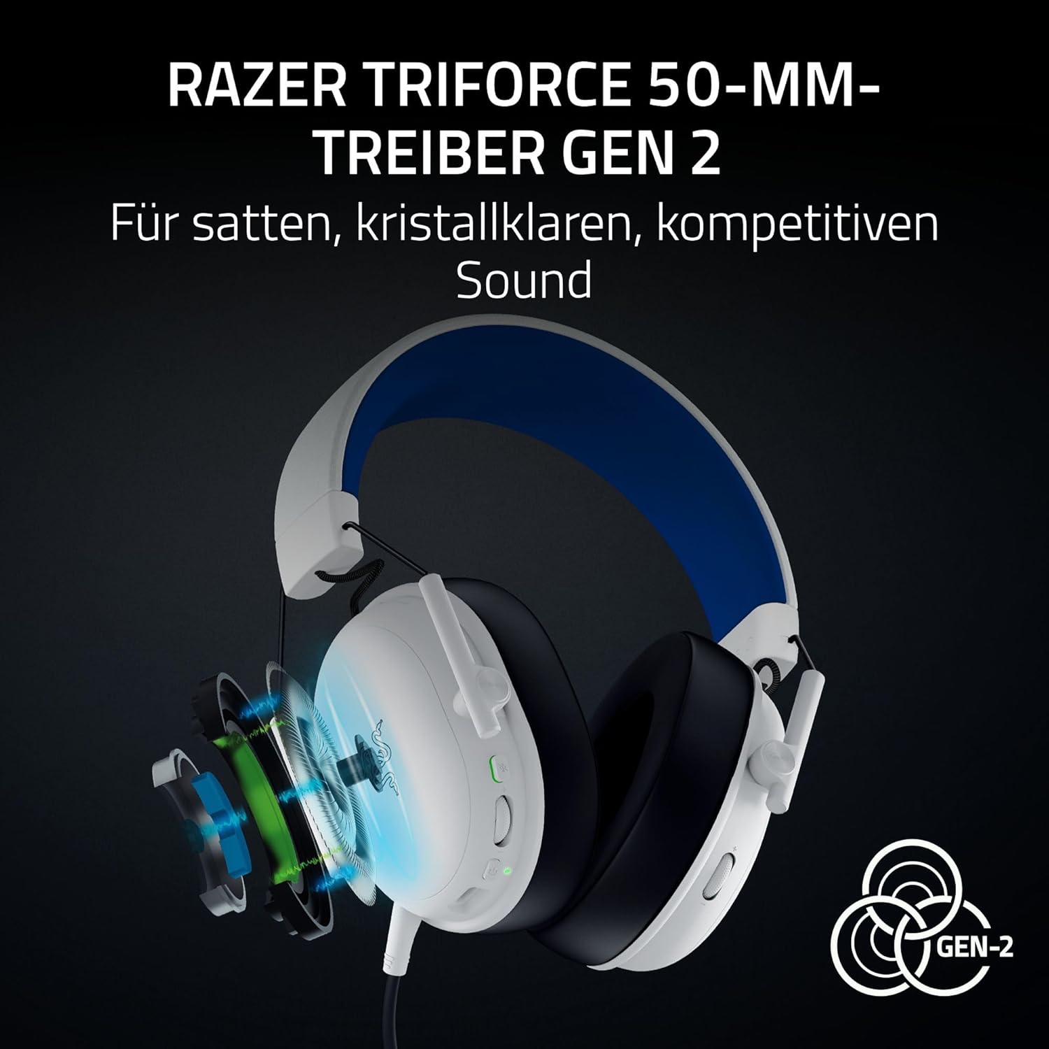 Detalle de Razer BlackShark V3 X HyperSpeed PlayStation – Kabelloses E‑Sport Gaming Headset (Weiß, 270 g)