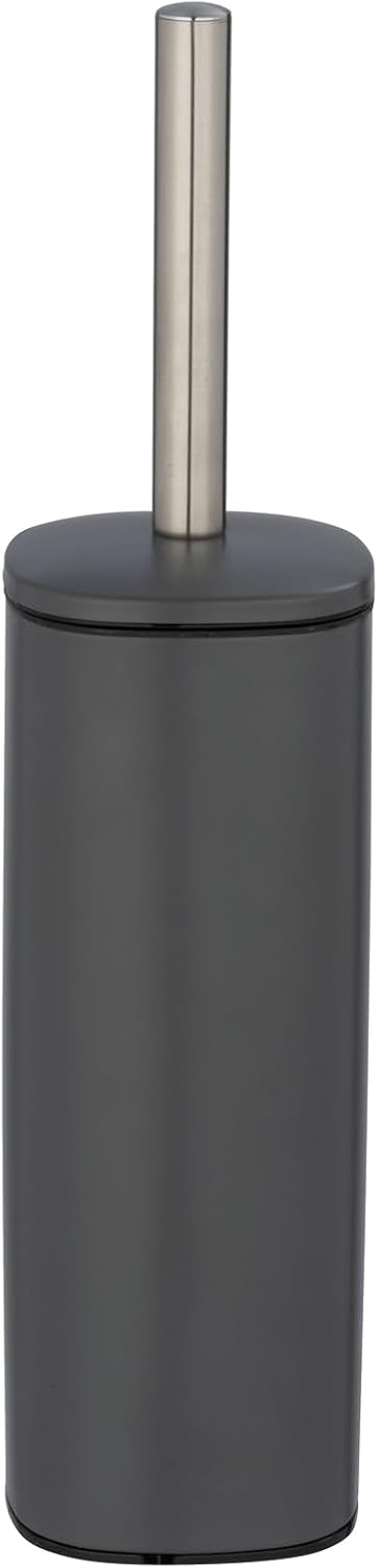 Detalle 2 de WENKO Piantana set WC Alassio: portascopino chiuso in acciaio inox satinato, nero opaco