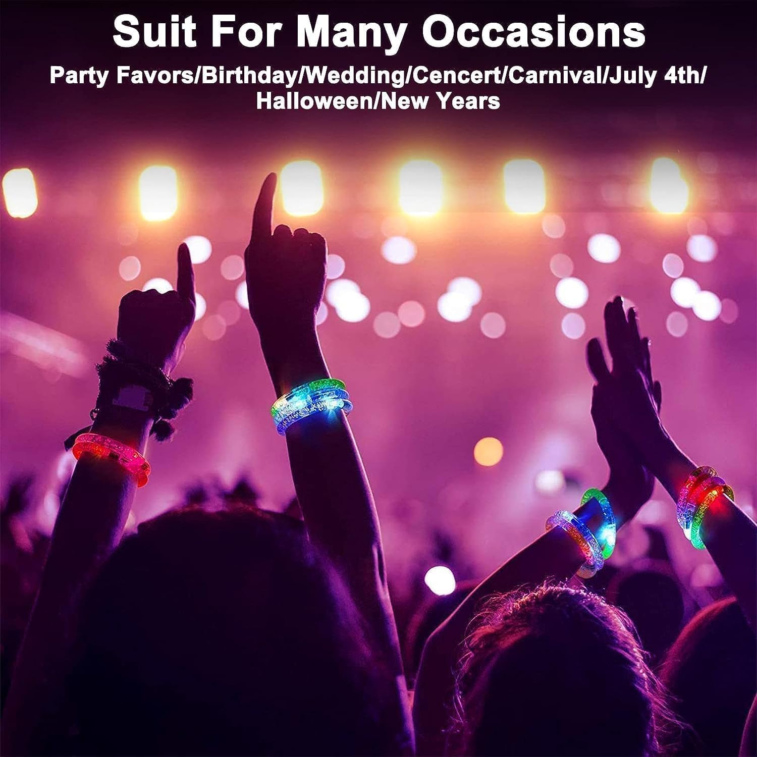 Thumbnail 1 de 20-Pack LED Light-Up Bracelets with Two Flashing Modes and 6 Colors