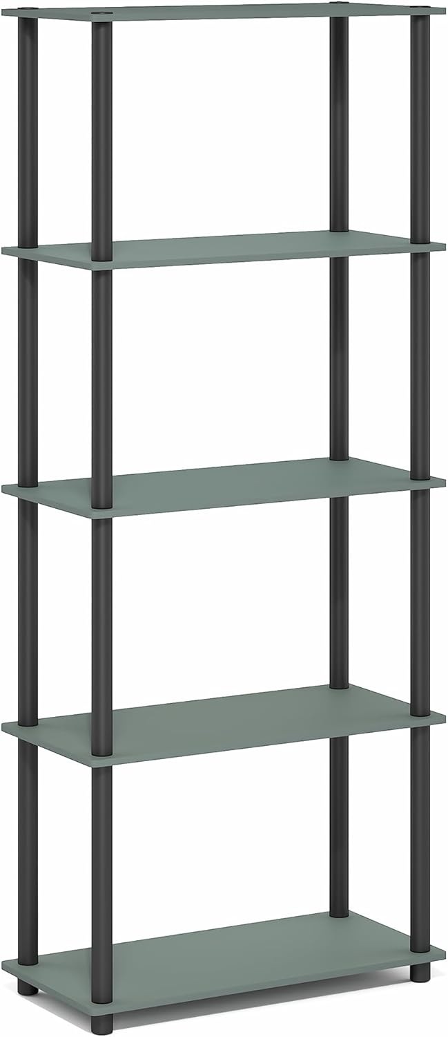 Detalle de Furinno TURN-N-TUBE Scaffale Portaoggetti a 5 Ripiani, Angolare, Verde Salvia