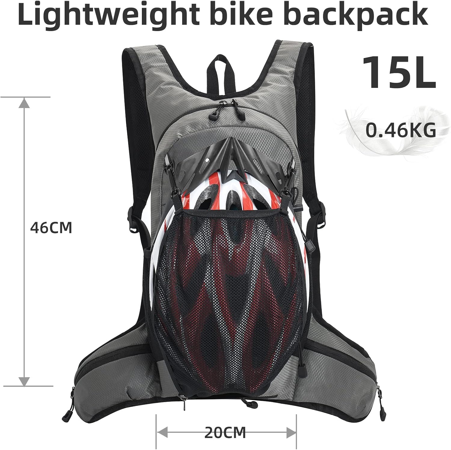 Detalle de buffup® Sac de vélo VTT et randonnée Ultra-léger 15L (0,46 kg) avec poche à eau et système d’hydratation
