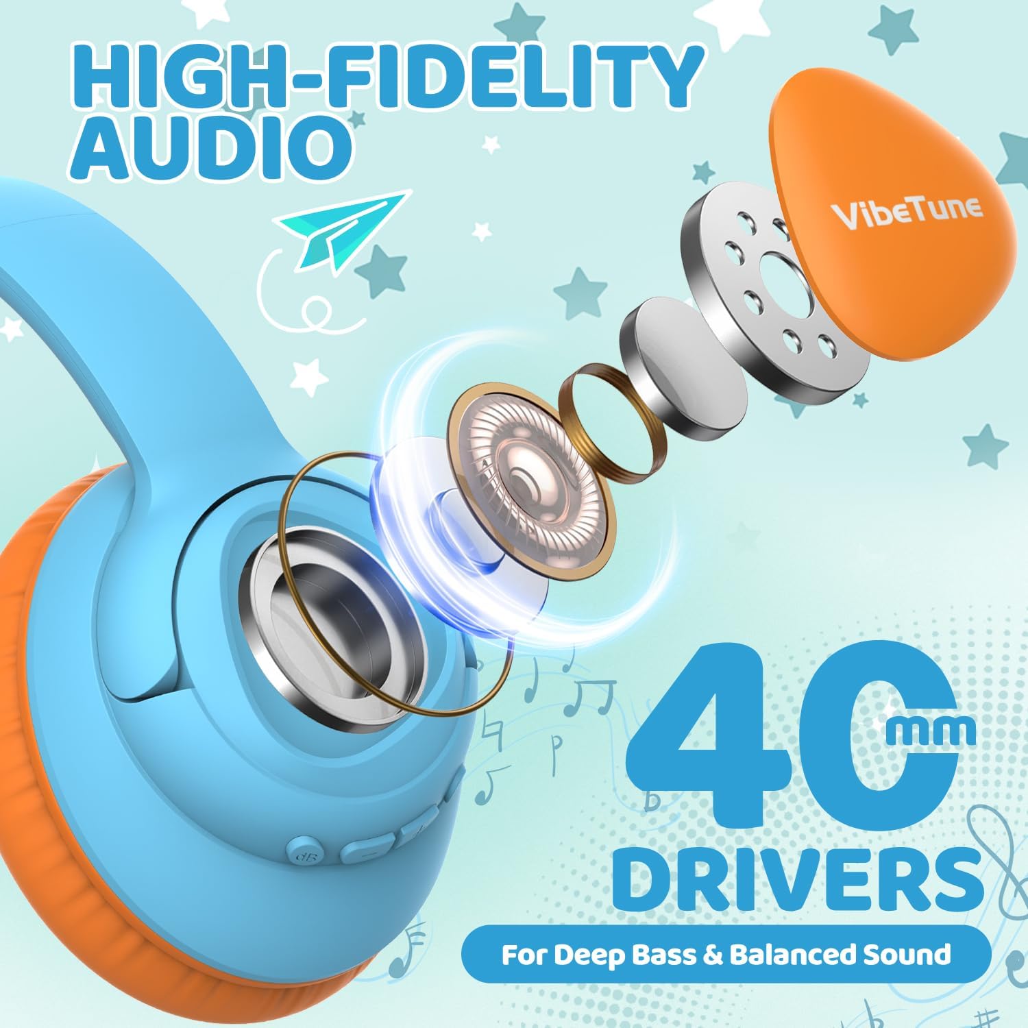 Thumbnail 2 de VibeTune Kids Bluetooth Headphones 60H playtime