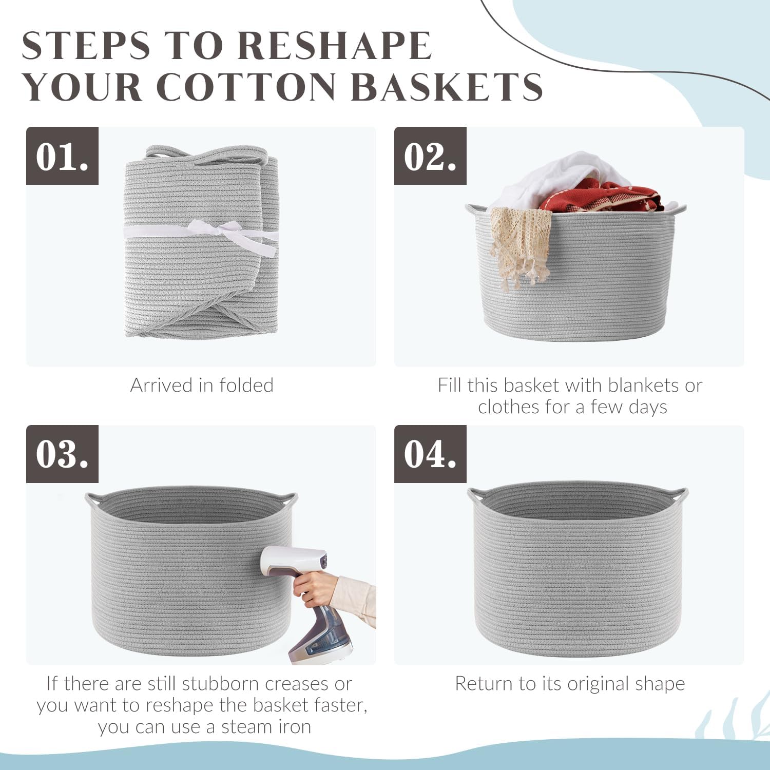 Thumbnail 6 de Maliton Grey Storage Basket, 50x35 cm (68L): A versatile, foldable solution for living spaces