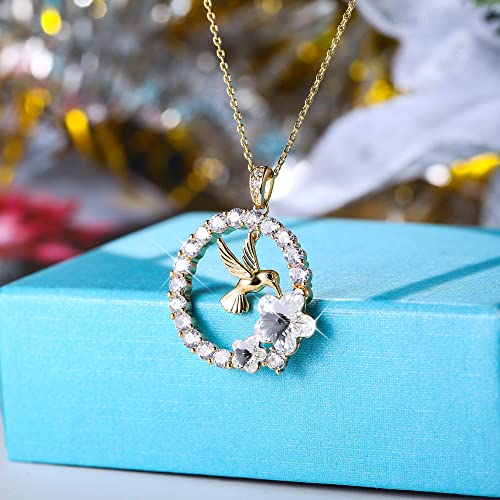 Thumbnail 1 de Finrezio Collier Pendentif Colibri Plaqué Or 18 Carats – édition féminine