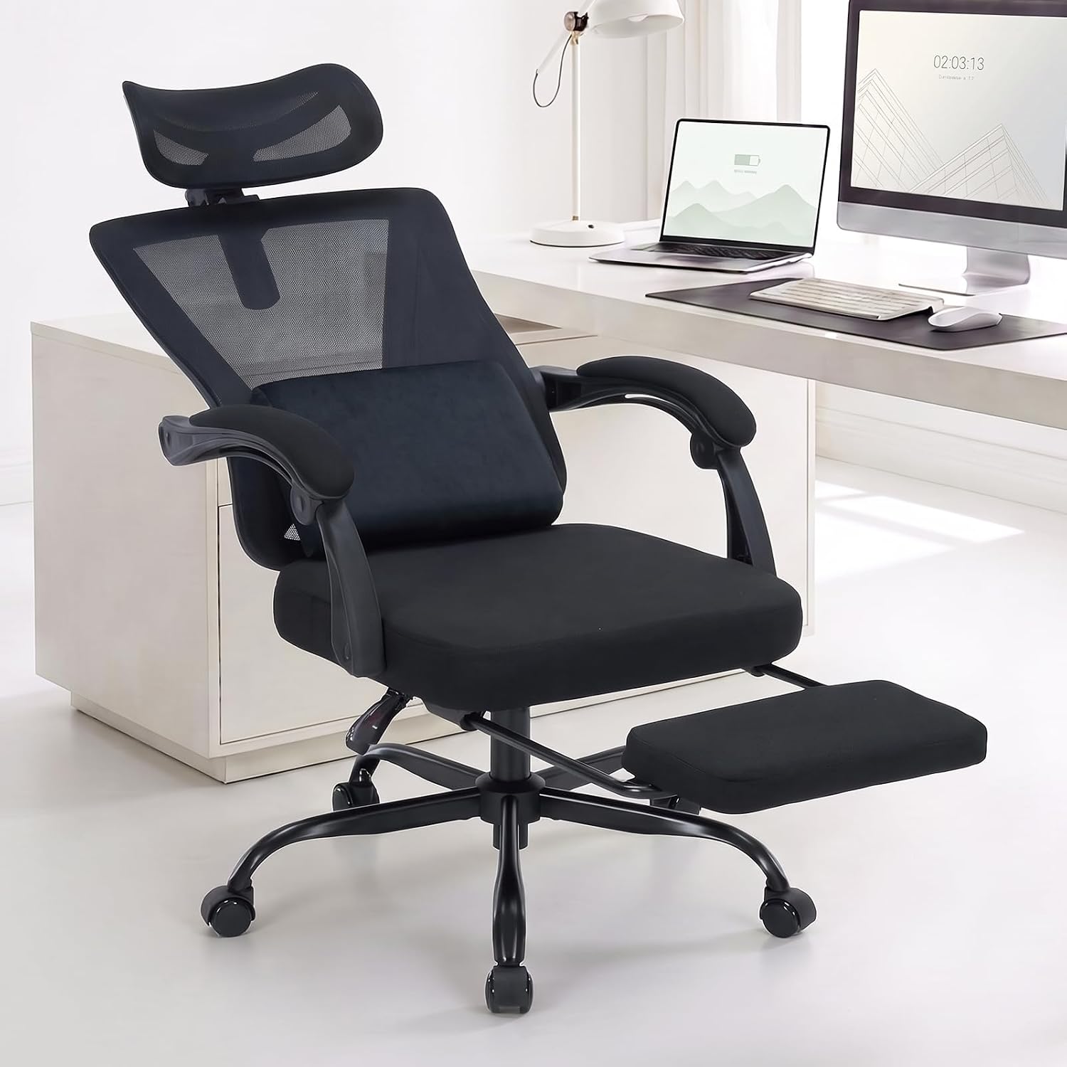 Detalle de Ergonomic Office Chair with Footrest, Mesh Back