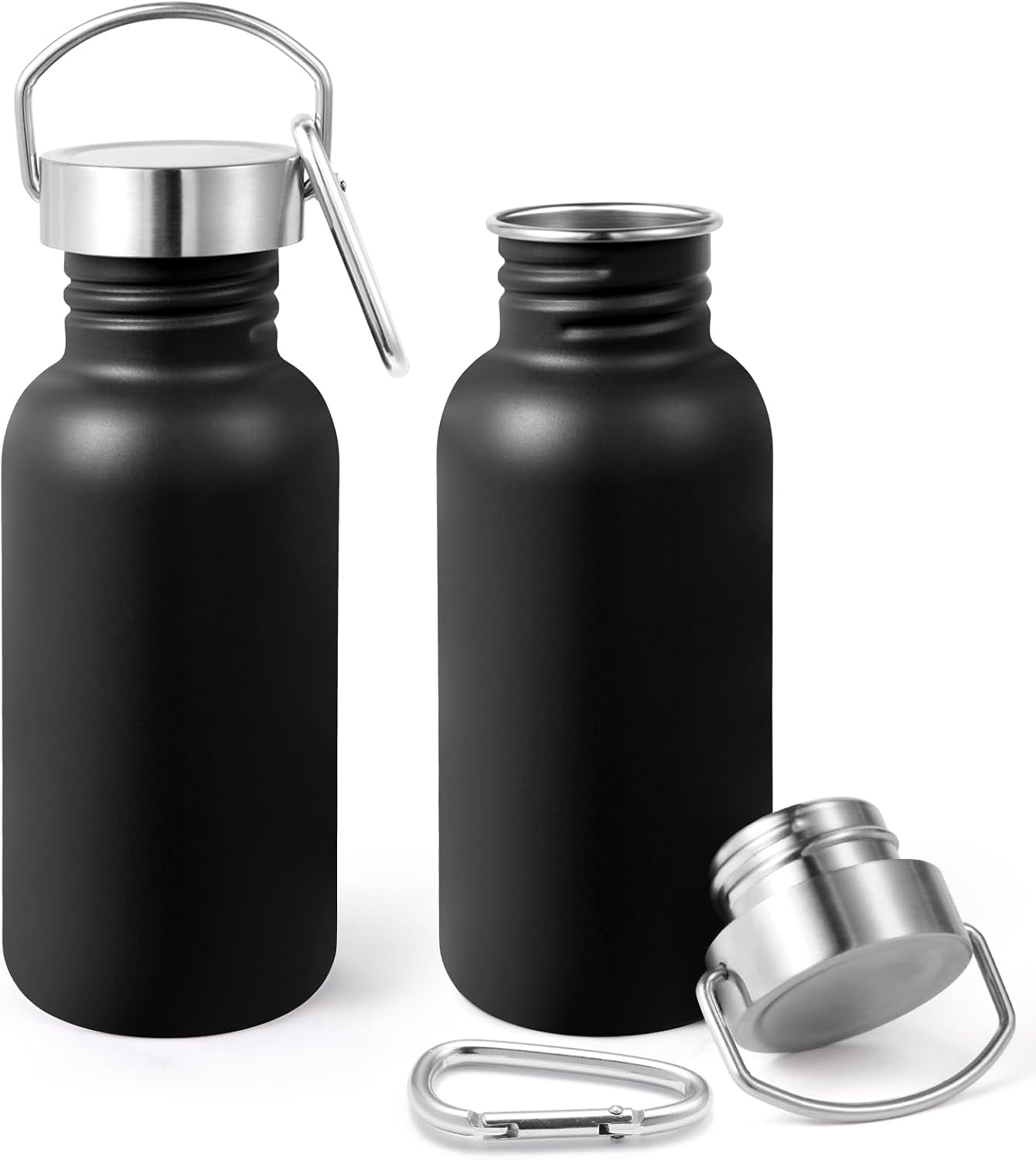 Detalle de Volhoply vattenflaska 500 ml, 2-pack i svart rostfritt stål