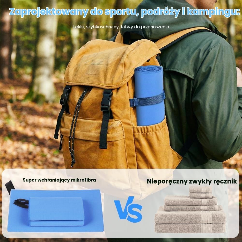 Thumbnail 5 de Aolso 5468392 – zestaw 3 szybkoschnących ręczników z mikrofibry, niebieski