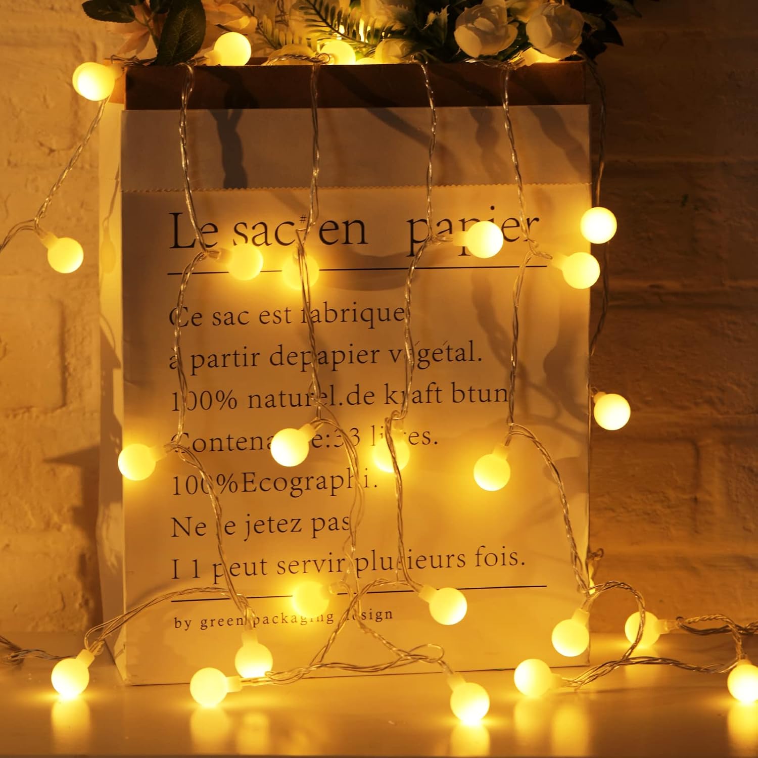 Thumbnail 1 de Minetom 100-Remote 33 ft LED Globe String Lights, Warm White with Remote