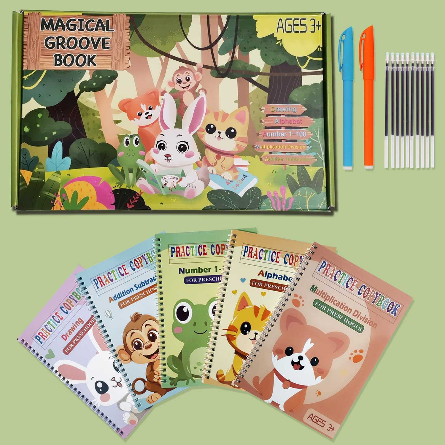 Detalle 2 de Magic Grooved Handwriting Practice Copybooks, 5-Pack