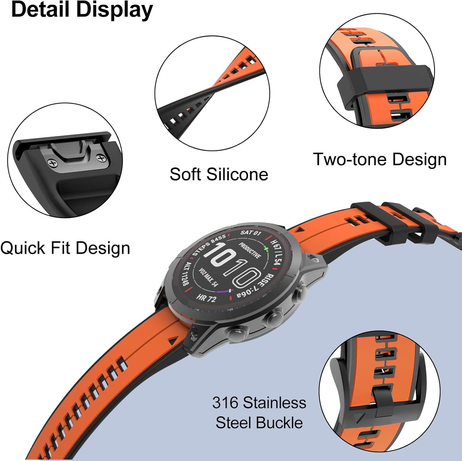 Thumbnail 2 de ISABAKE 22mm Silicone Quick Fit Strap for Garmin Fenix 7/6/5, EPIX 2, Forerunner 935/945 and more