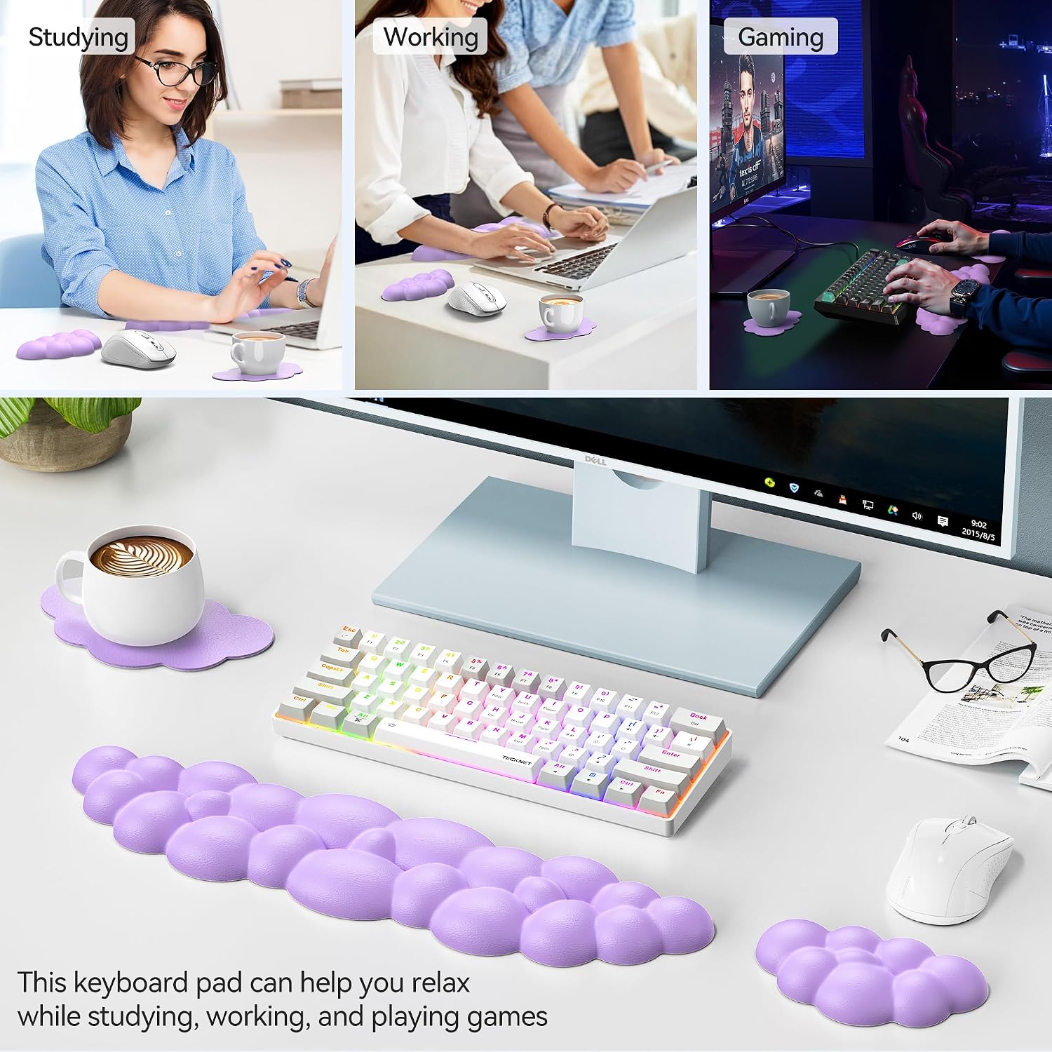 Thumbnail 6 de TECKNET Keyboard Wrist Rest Set, PU Leather