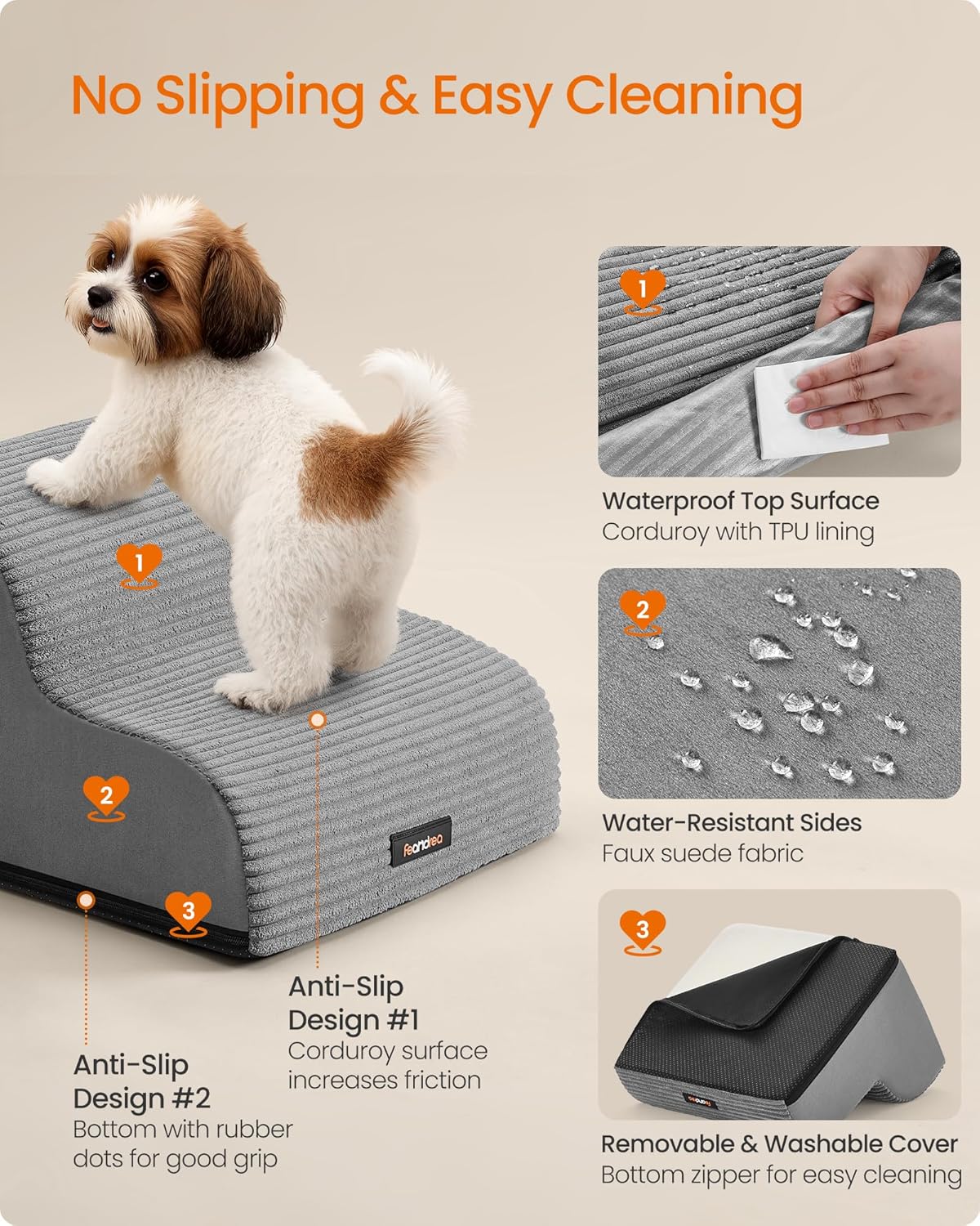 Thumbnail 5 de Feandrea PPS002G01 2-step dog stairs for sofa