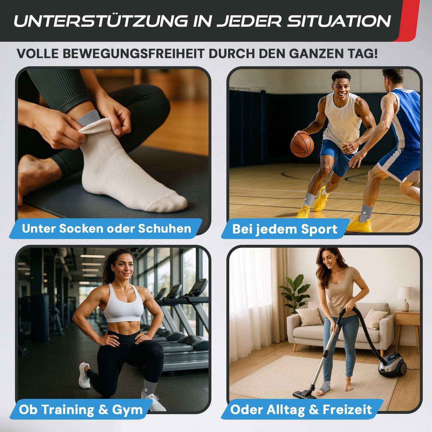 Detalle de Sleeve Stars Sprunggelenkbandage – verstellbare Knöchelbandage gegen Plantarfasziitis, Achillessehnenentzündung und Fußbeschwerden